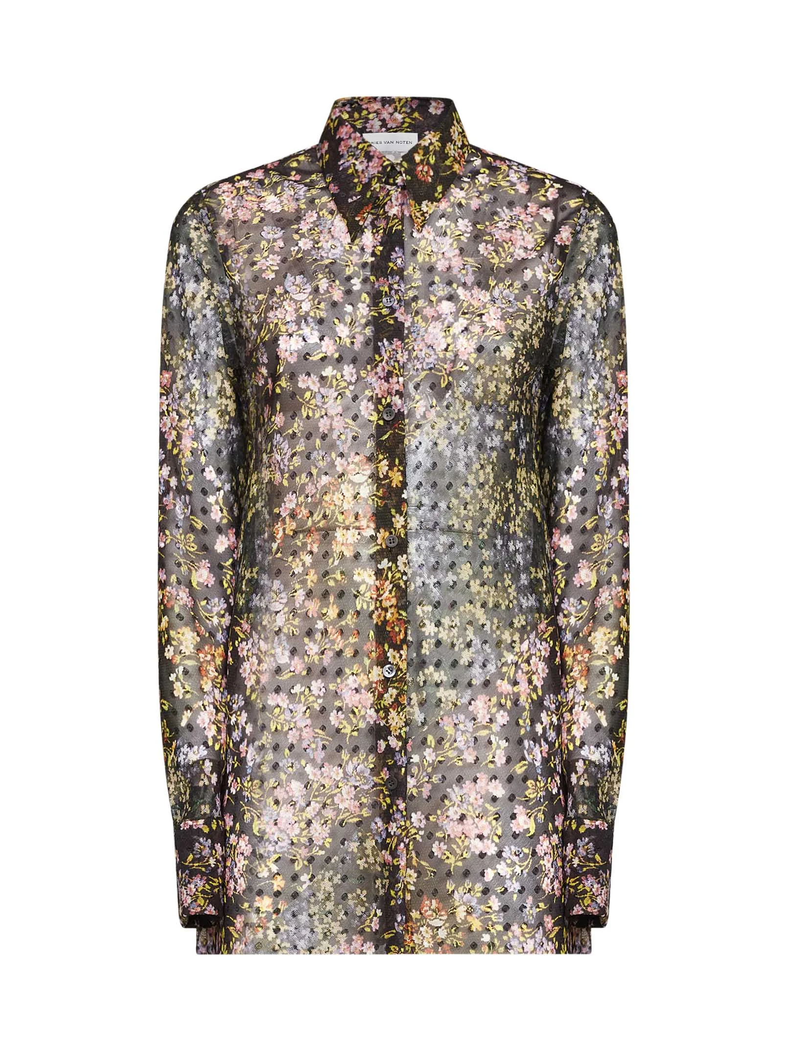 Aubergine mini floral patchwork-print jacquard Calima shirt - 1
