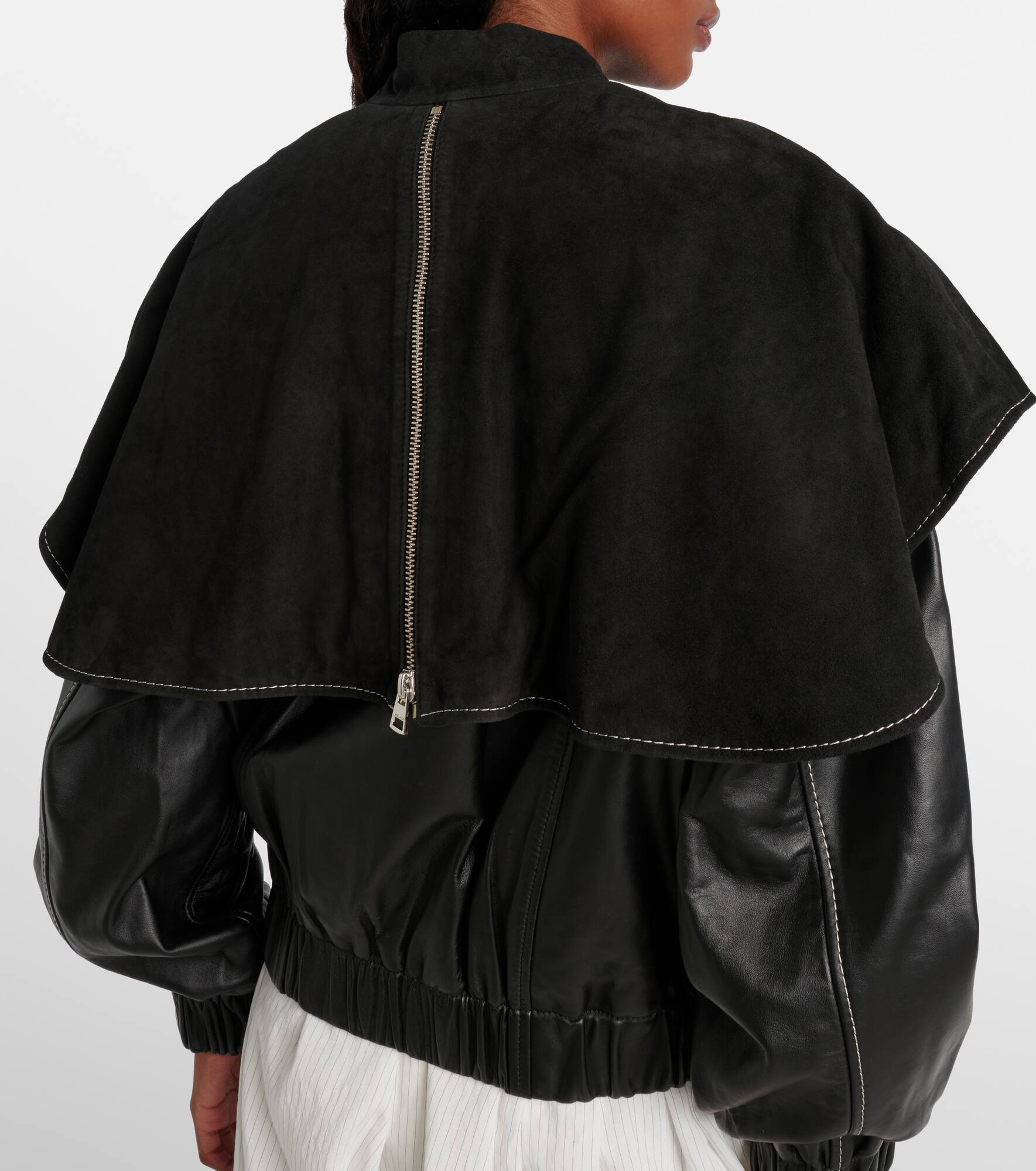 Caped leather jacket - 6