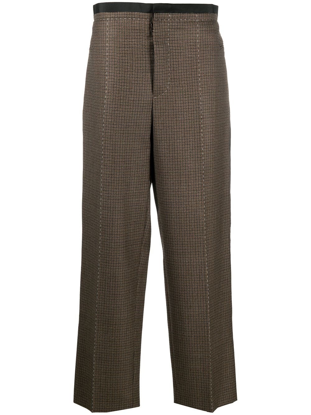 wool check straight trousers - 1