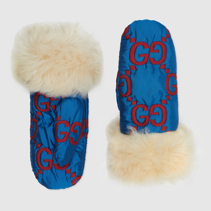 Quilted GG nylon mittens 1