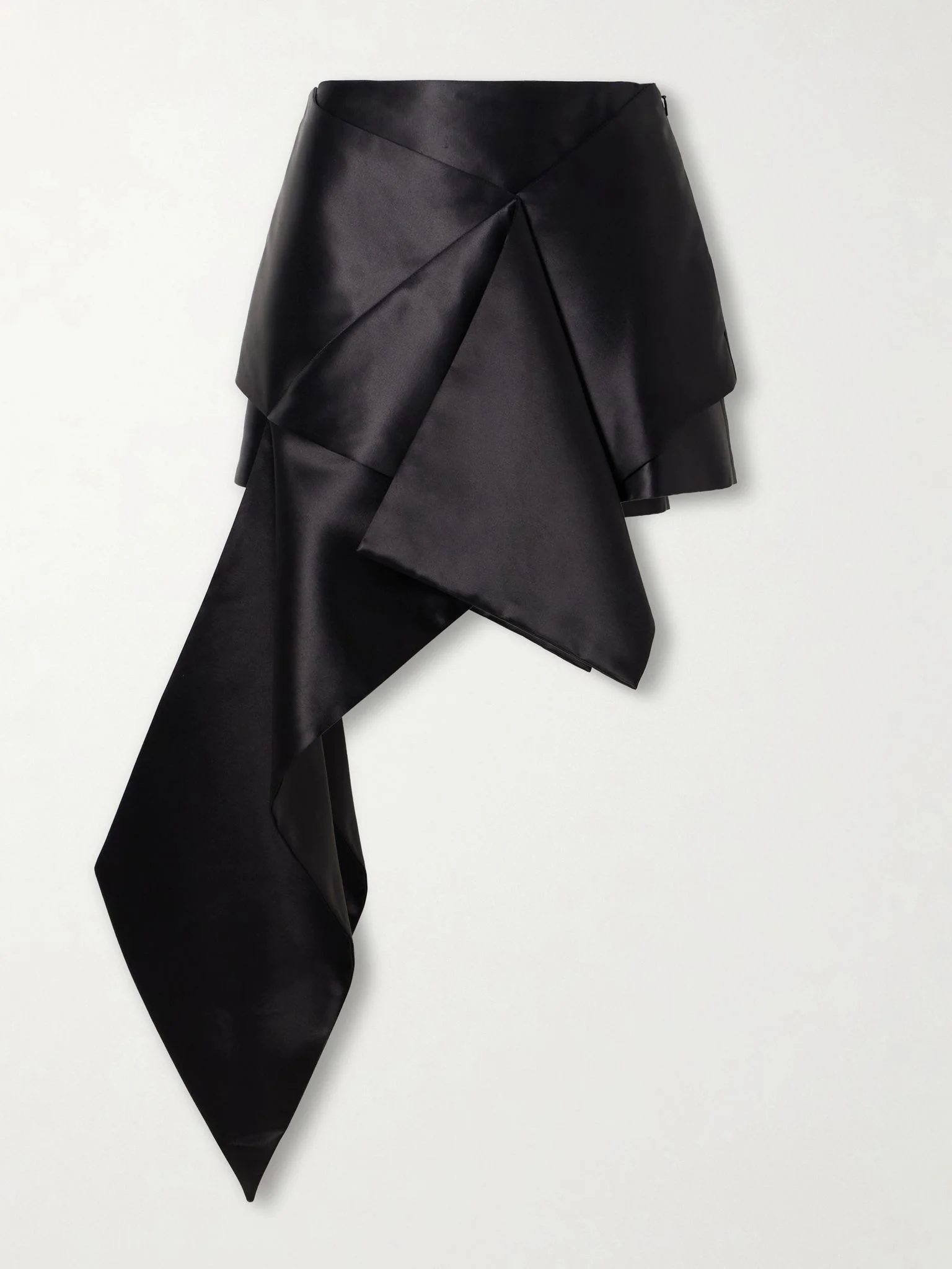 Cross draped cotton and silk-blend satin mini skirt Black - 1