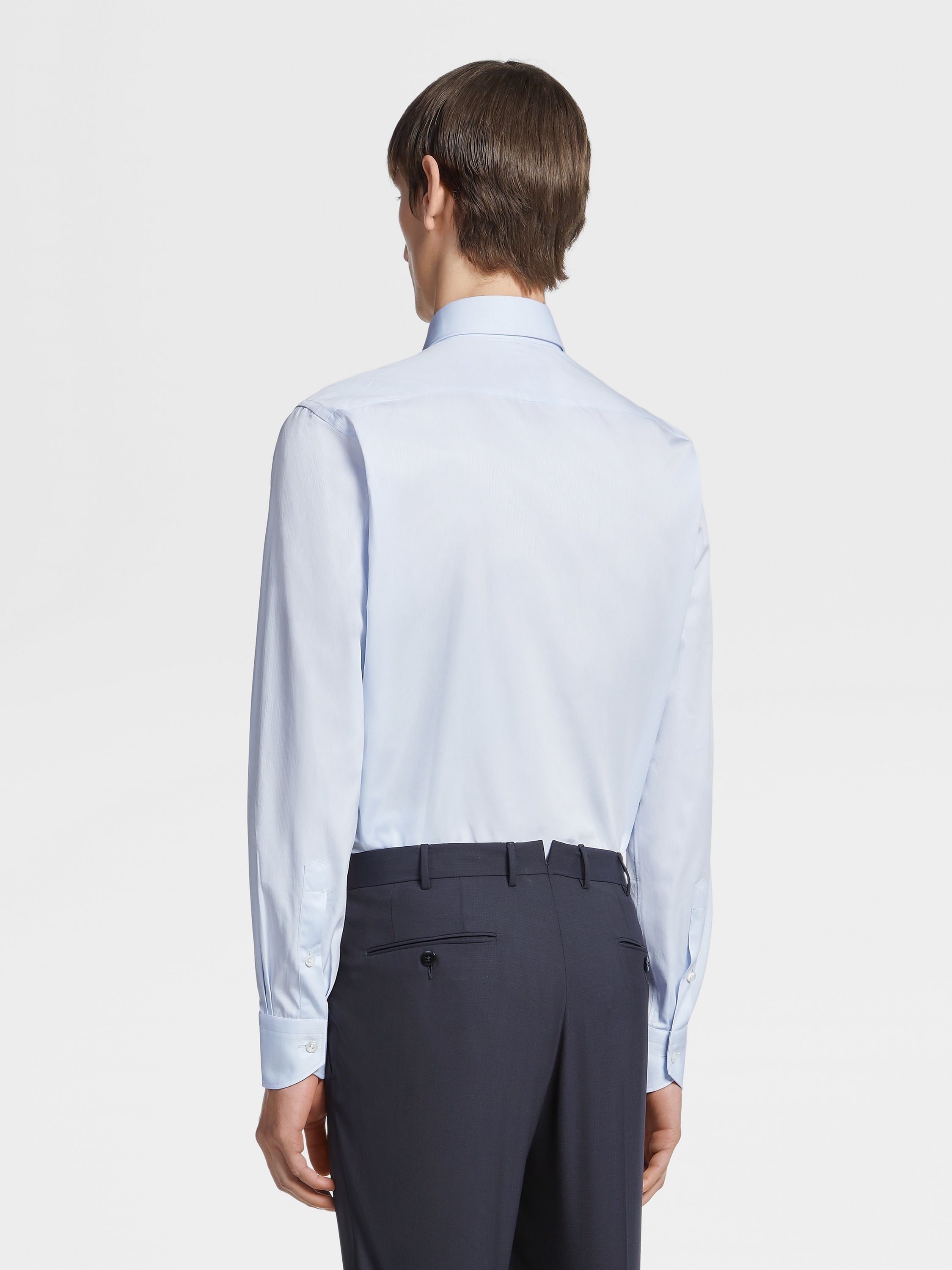 LIGHT BLUE CENTOVENTIMILA COTTON MICRO-STRIPED SHIRT - 4