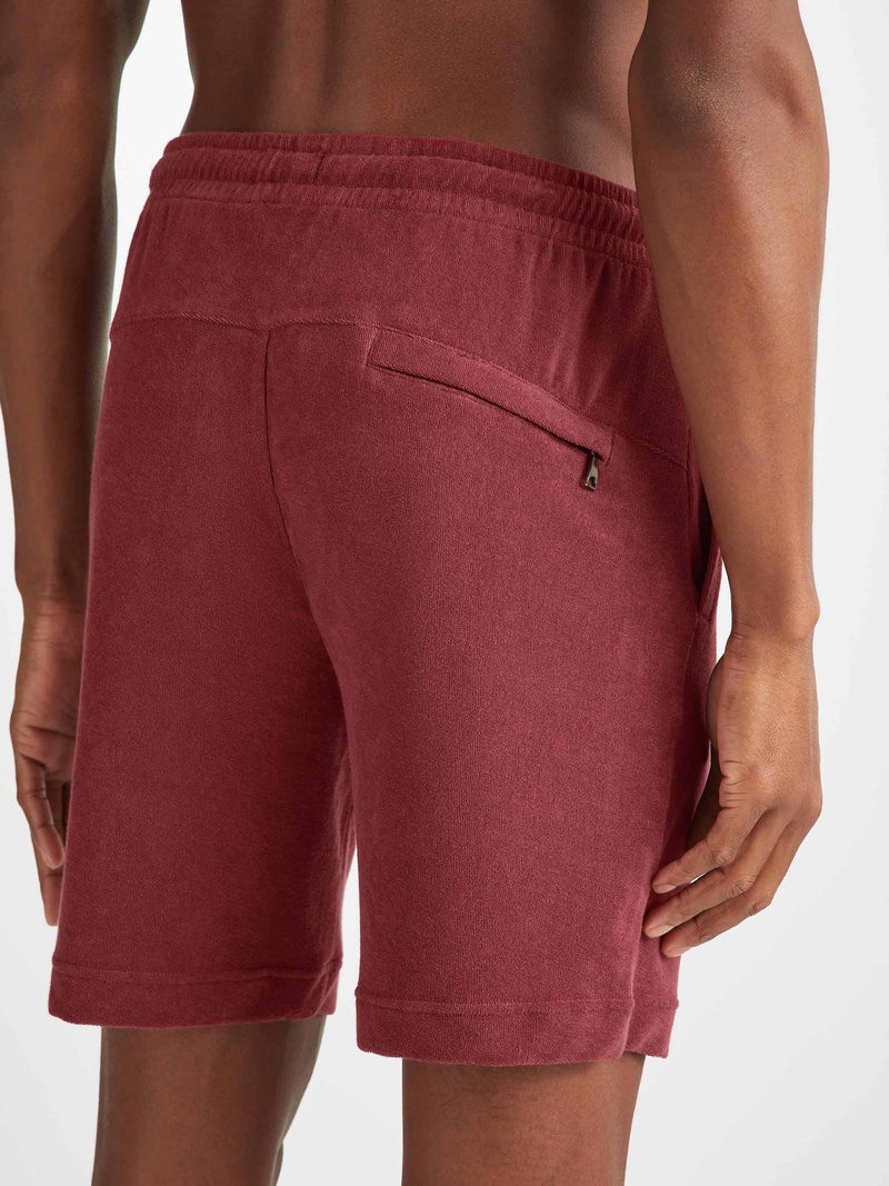 Men's Towelling Shorts Isaac Terry Cotton Burgundy 6