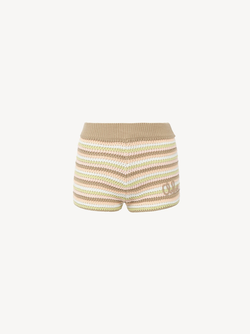 Chloé HIGH-RISE LOGO MINI SHORTS IN A COTTON CROCHET KNIT outlook