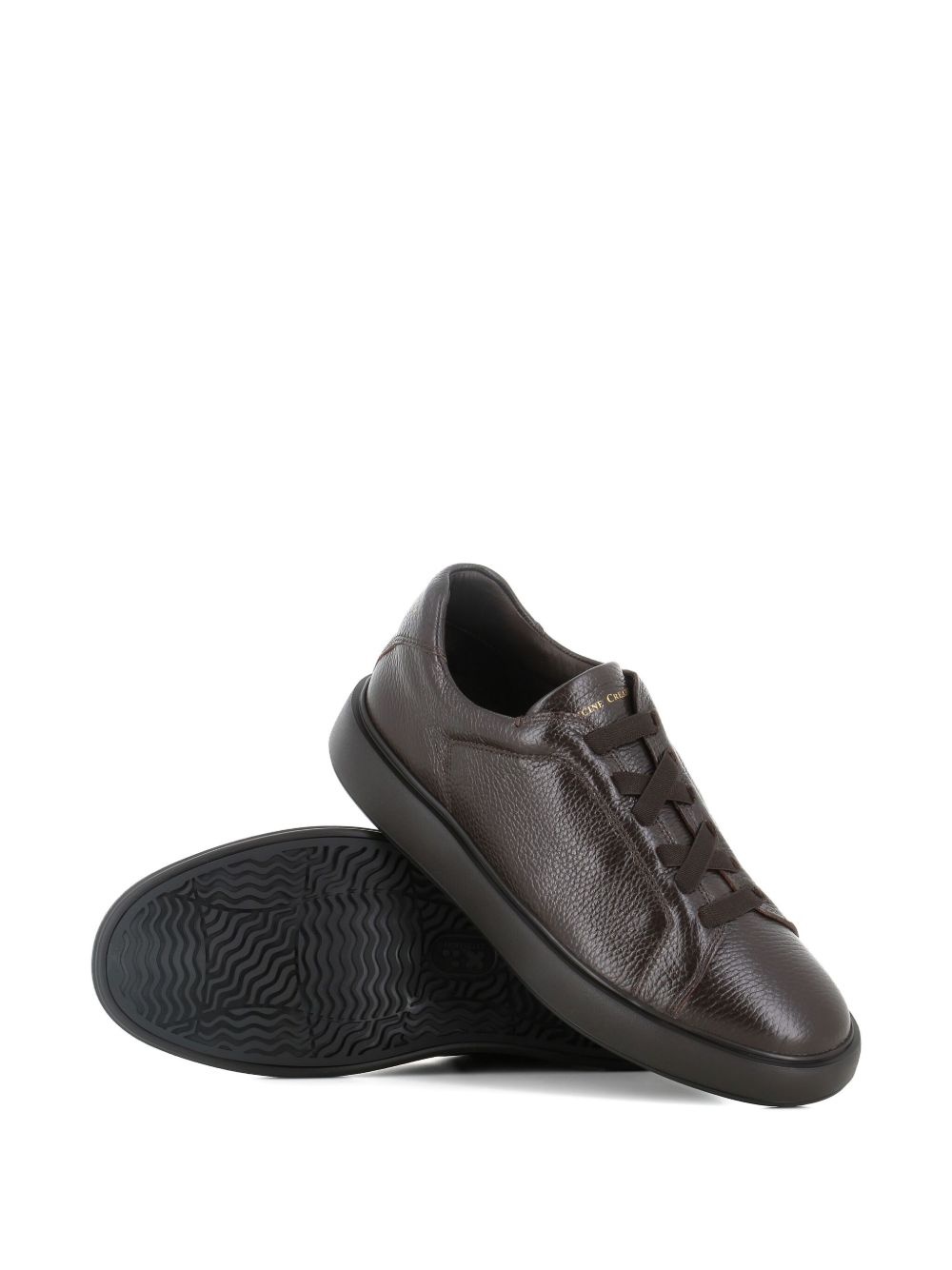 textured leather lace-up sneakers - 5