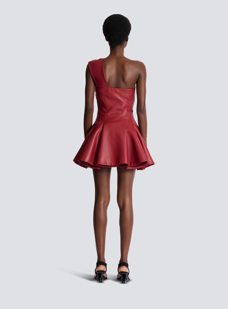 Smooth leather one-shoulder dress 4
