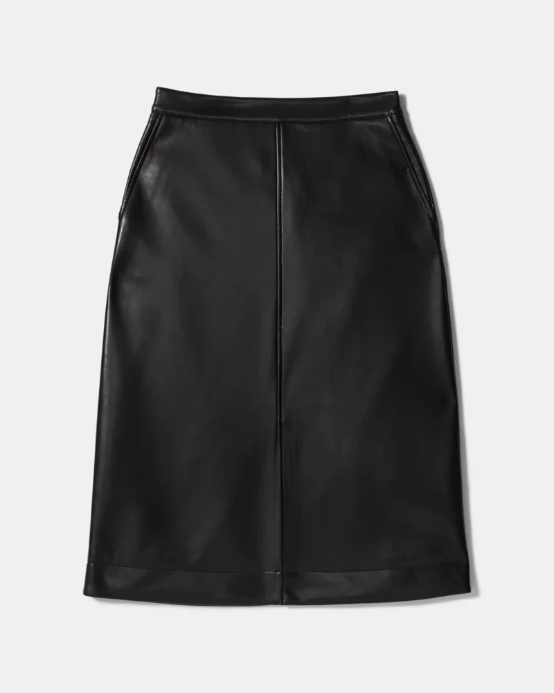 Faux Nappa Midi Skirt - 1