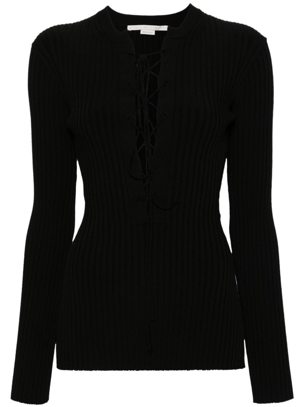 lace-up ribbed jumper - 1