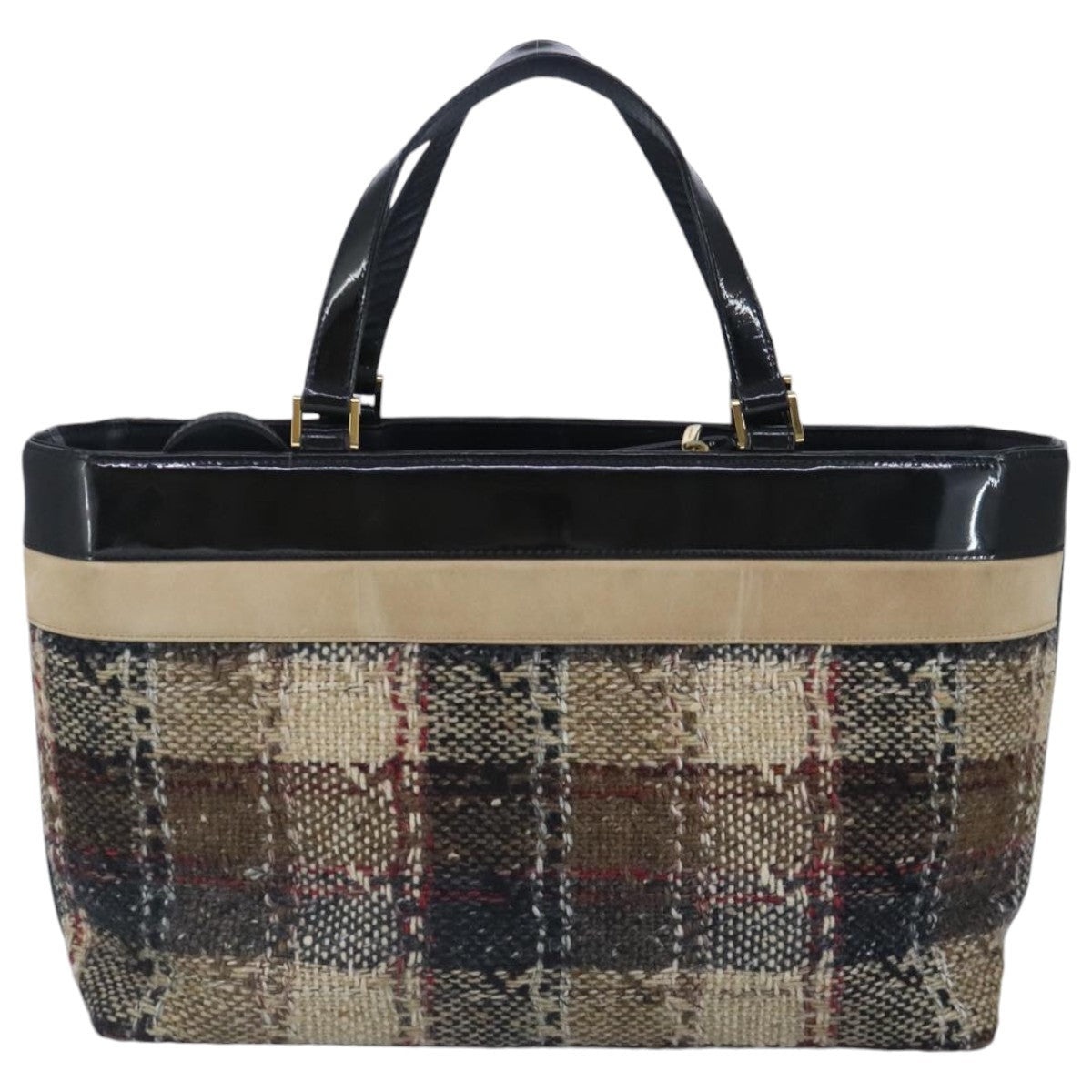 Burberry Hand Bag Wool Beige Gold - 3