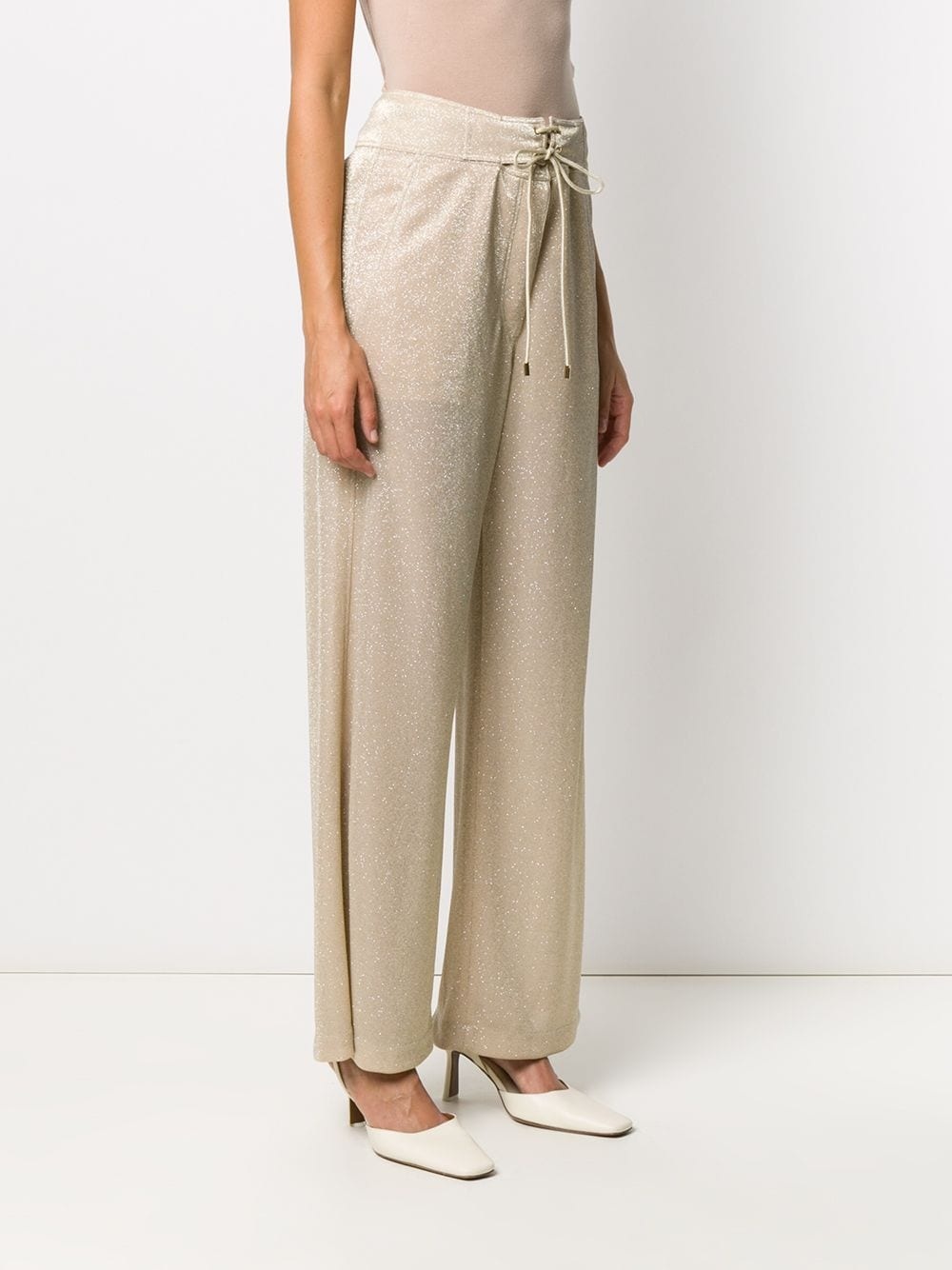 glitter drawstring palazzo trousers - 3