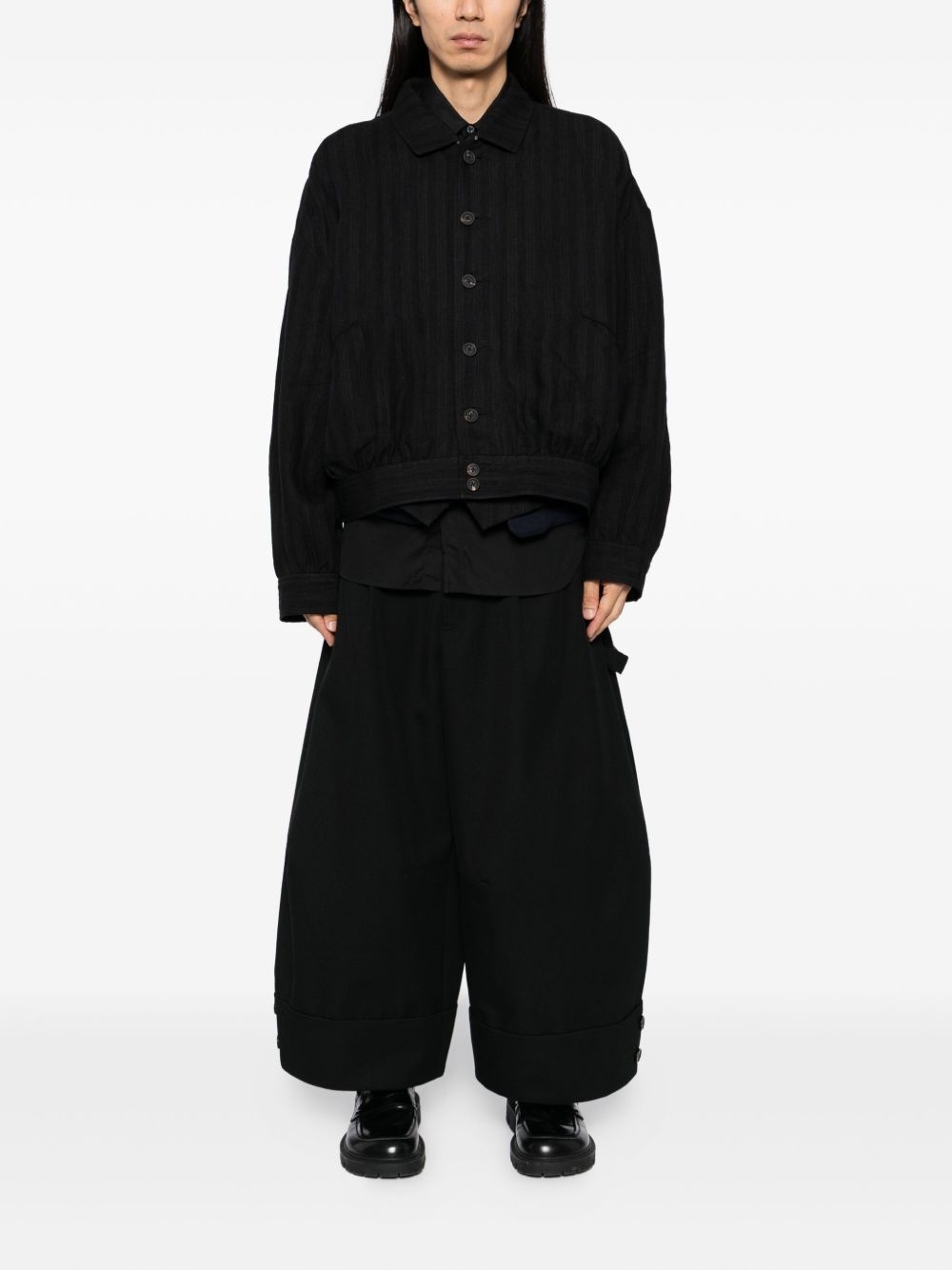 striped spread-collar jacket - 2