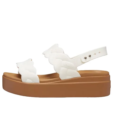 (WMNS) Crocs Brooklyn Woven Wedge Sandals 'White Brown' 209977-0WV - 1