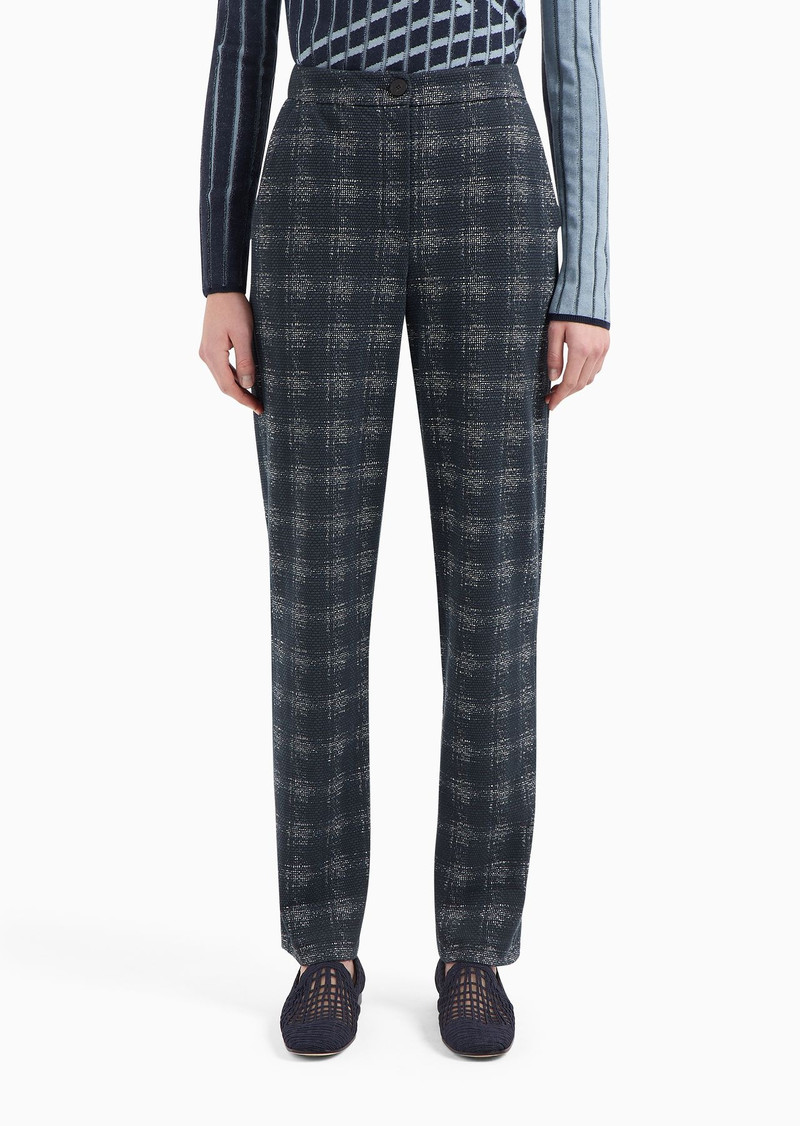 Icon jacquard jersey trousers with madras print 2