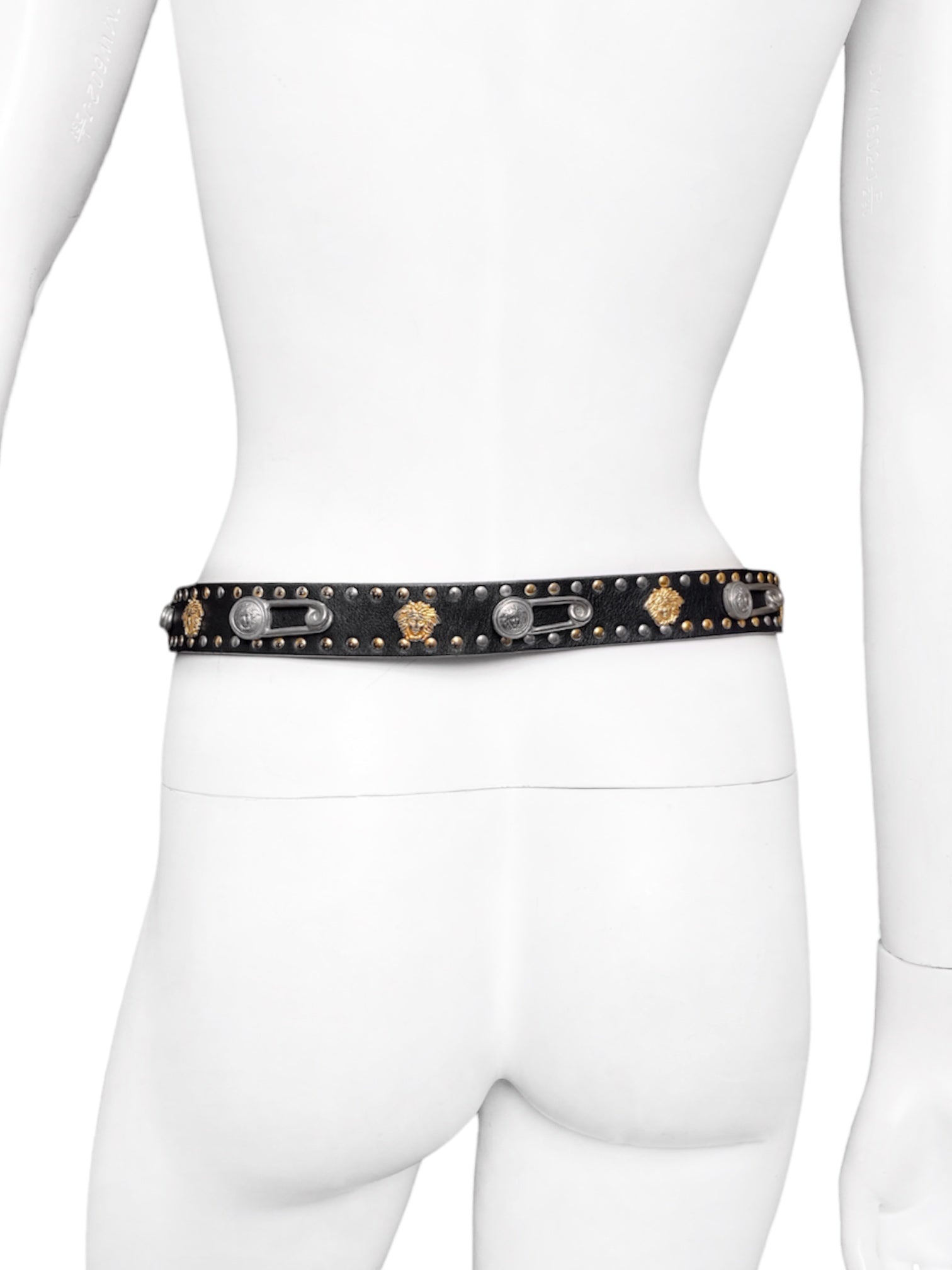 Gianni Versace Spring 1994 Men’s Safety Pin Leather Embellished Belt 32 - 5