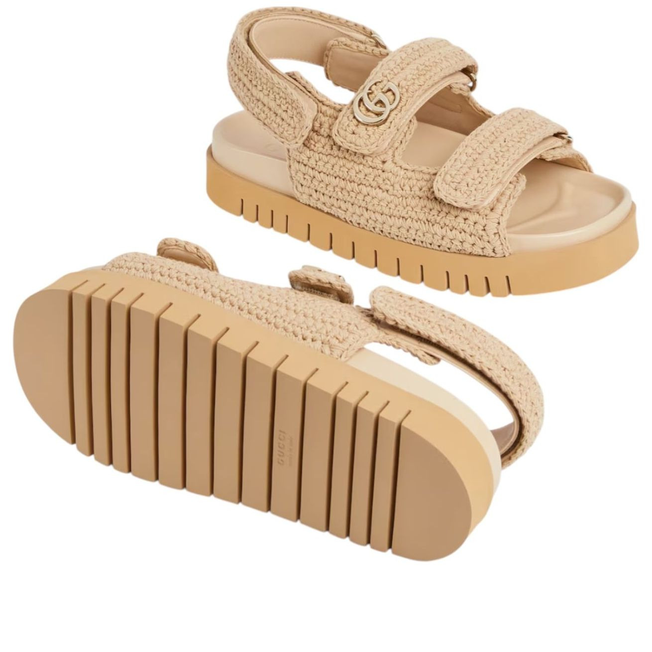 (WMNS) Gucci GG Sandals 'Beige Cotton Crochet' 835086-FAEQ2-9552 - 6