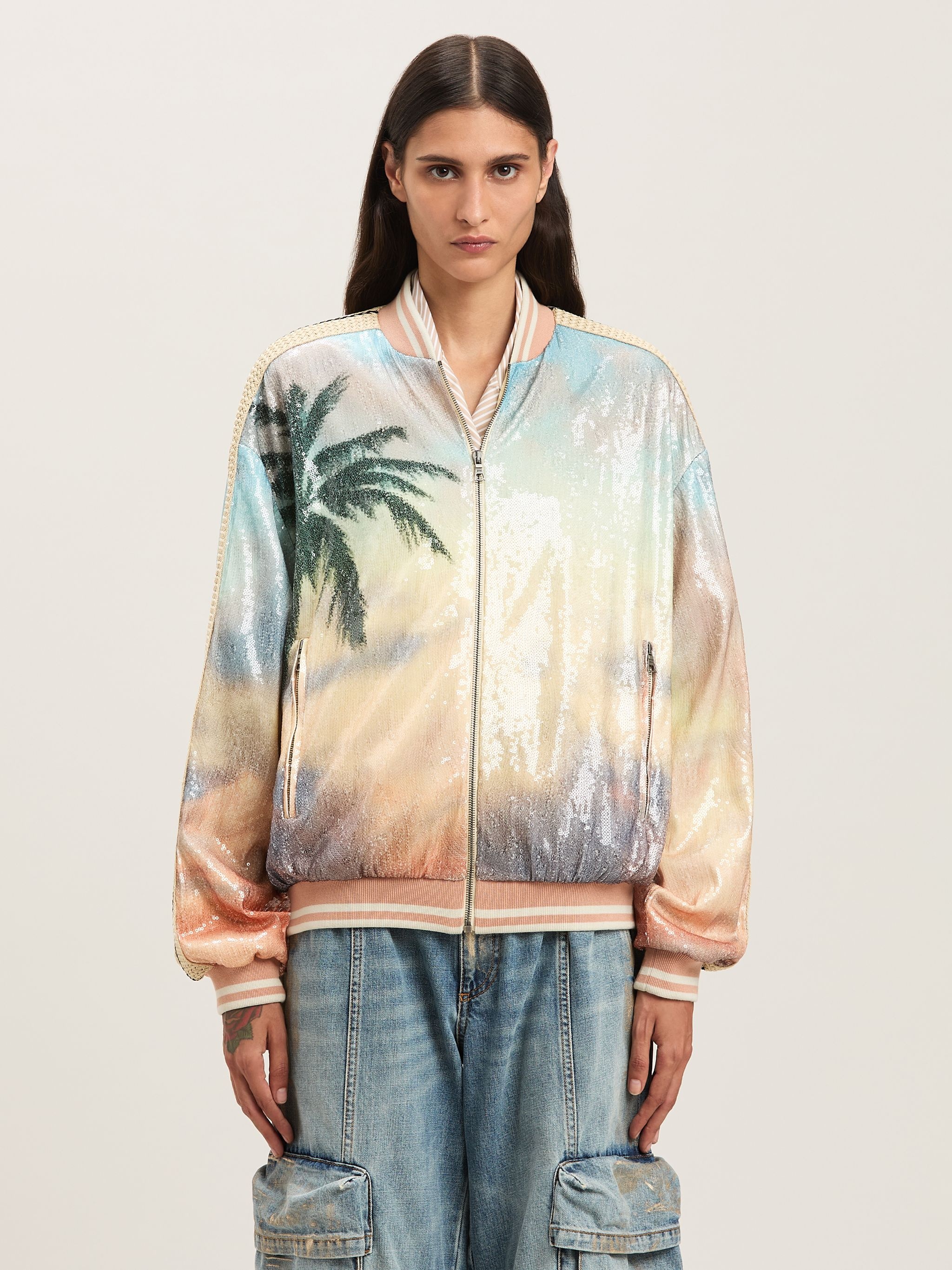 Sunrise palm sequins bomber - 3