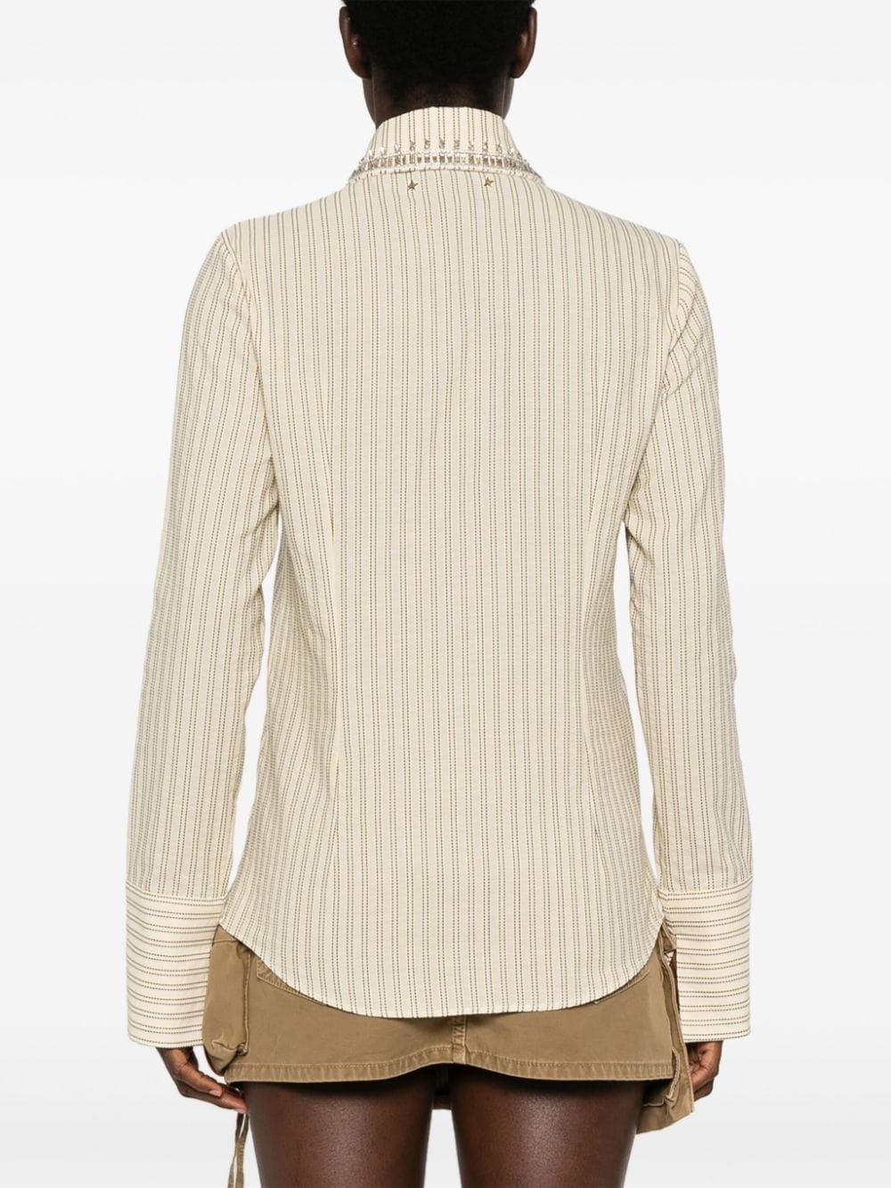 crystal-embellished striped shirt - 4