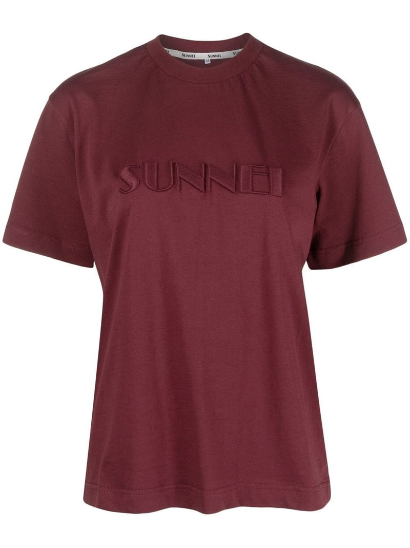 logo-embroidered cotton T-shirt 1