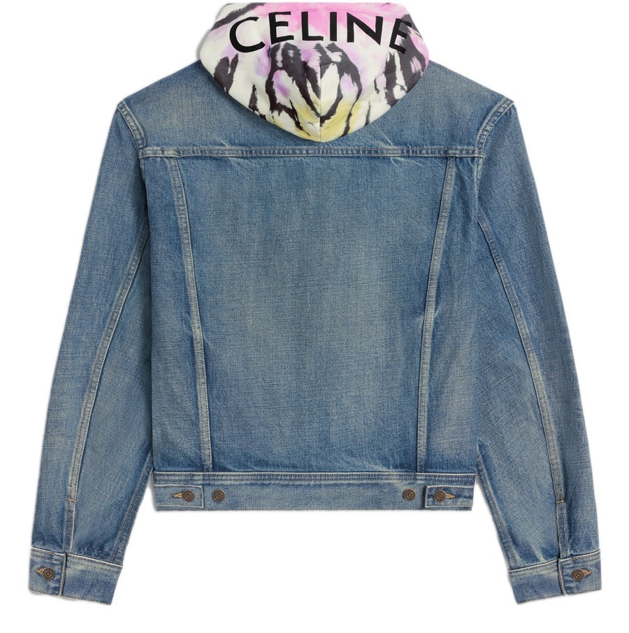 CELINE V-shaped trucker jacket in union wash denim | 24s