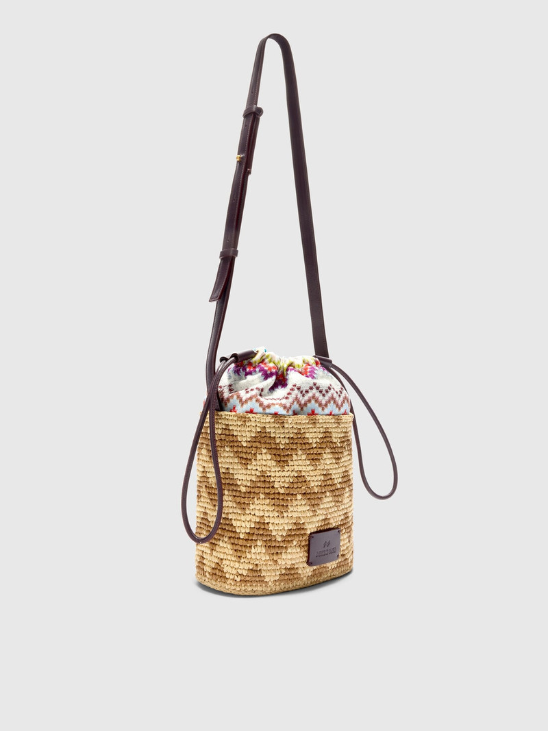 Missoni Bucket bag in leather, raffia, and viscose outlook