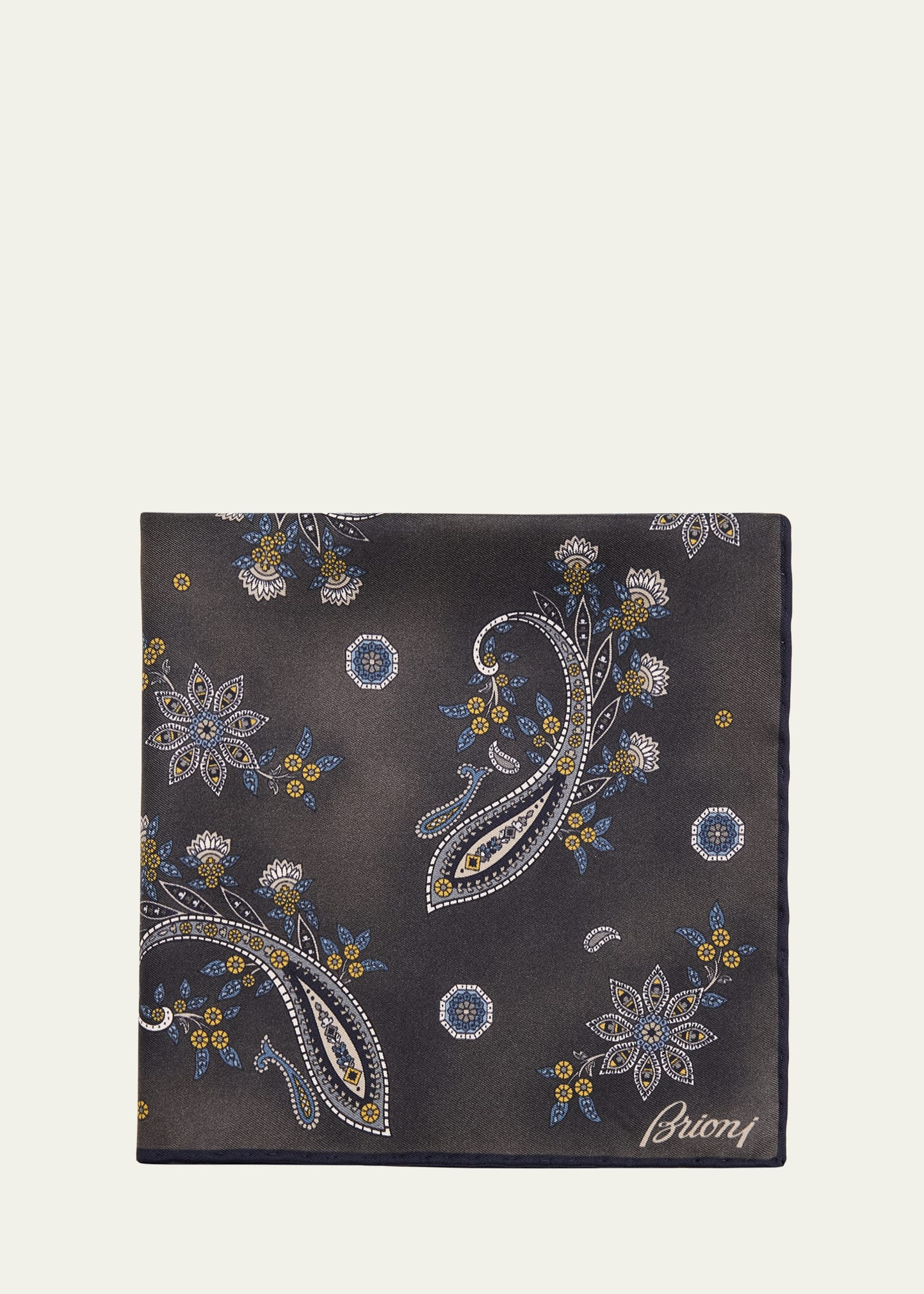 Men's Floral Paisley Silk Pocket Square - 1