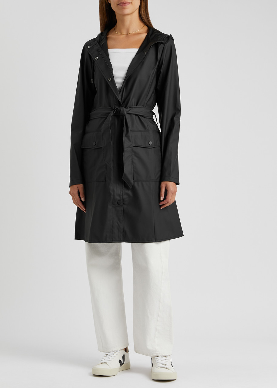 Belted hooded rubberised jacket - 4