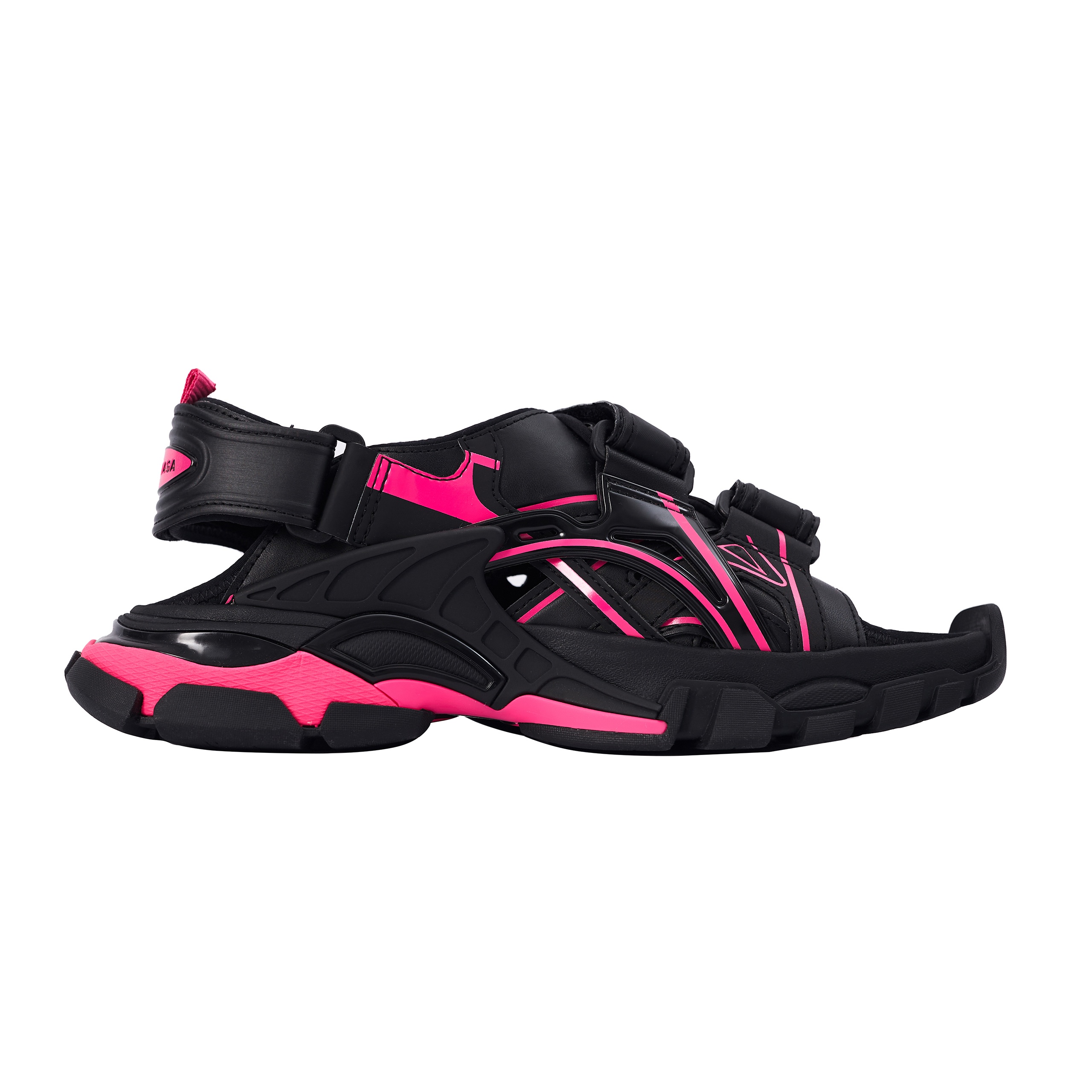 BLACK & PINK TRACK SANDALS - 6