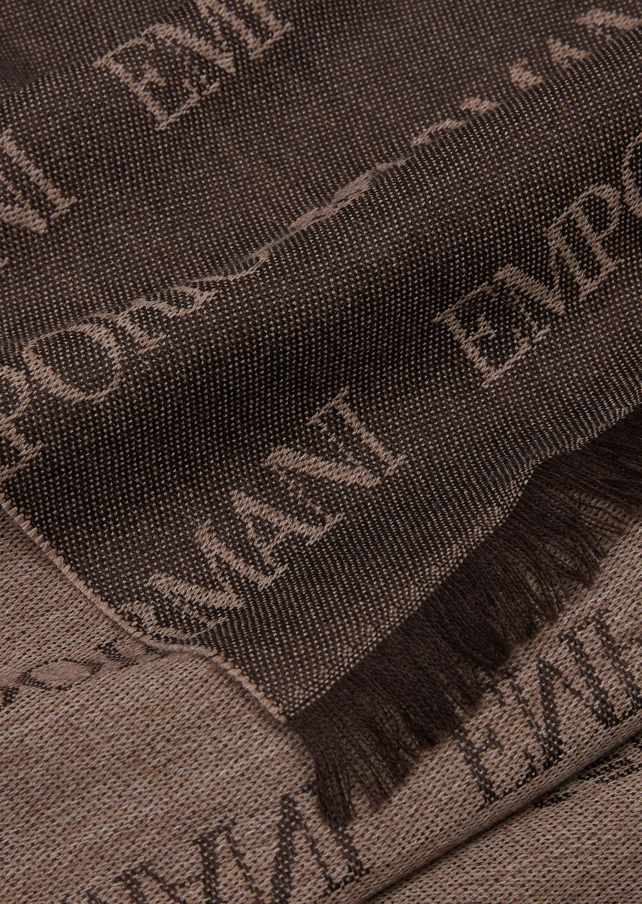 Virgin-wool blend scarf with jacquard logo lettering and fringes - 2