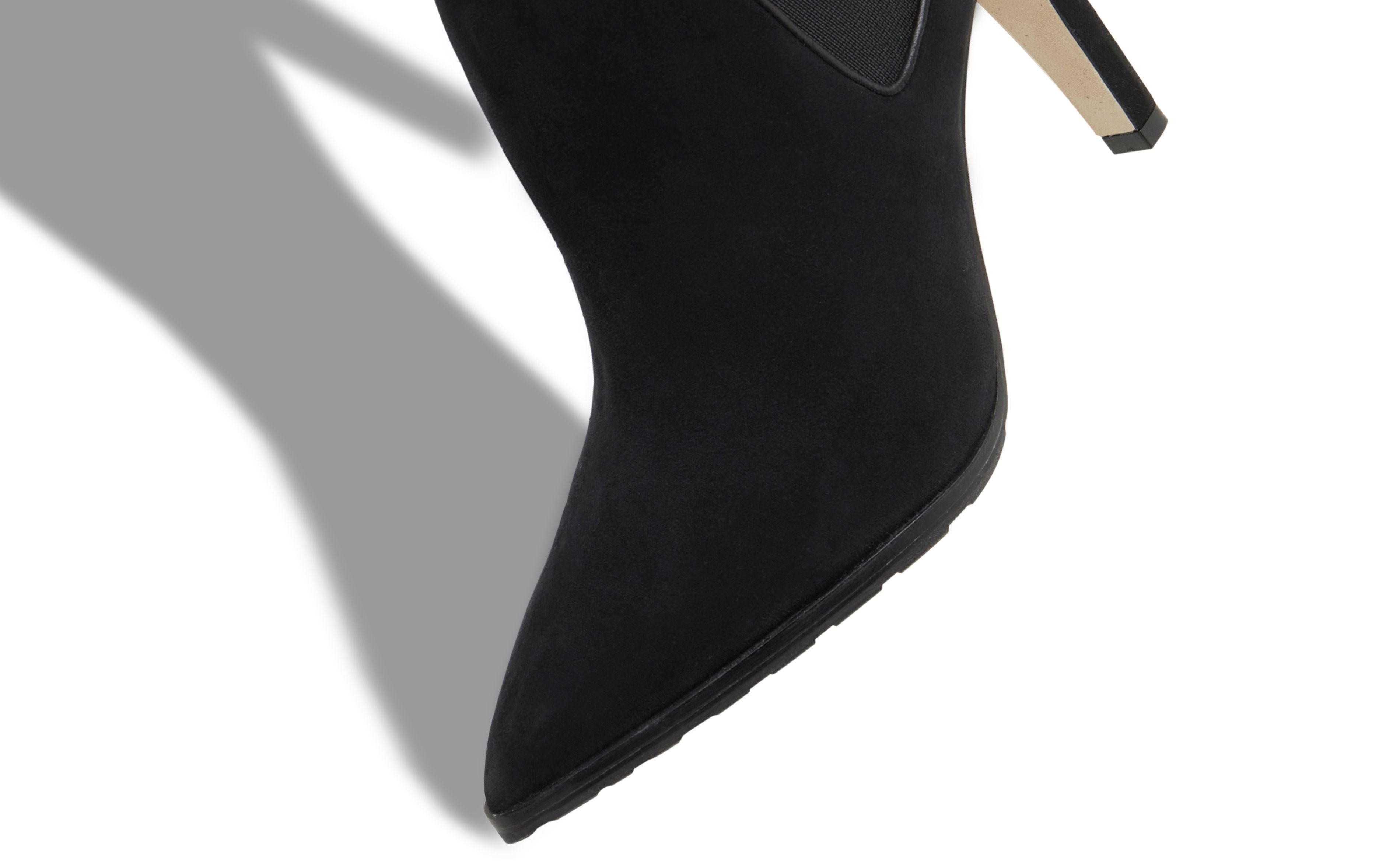 Black Kid Suede Heeled Chelsea Boots - 4