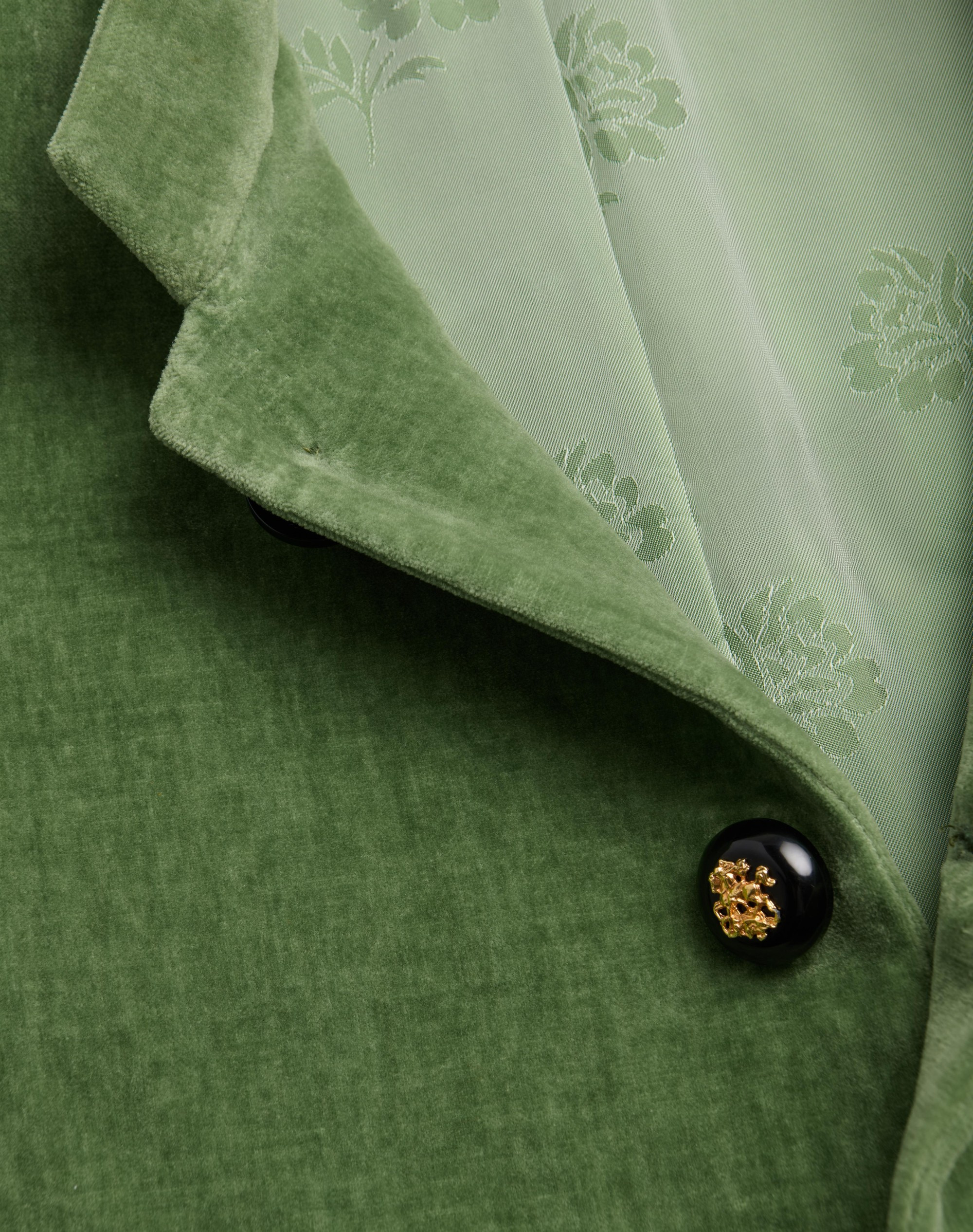 COTTON VELVET AND WASHED LINEN JACKET WITH MANDARIN COLLAR - 3