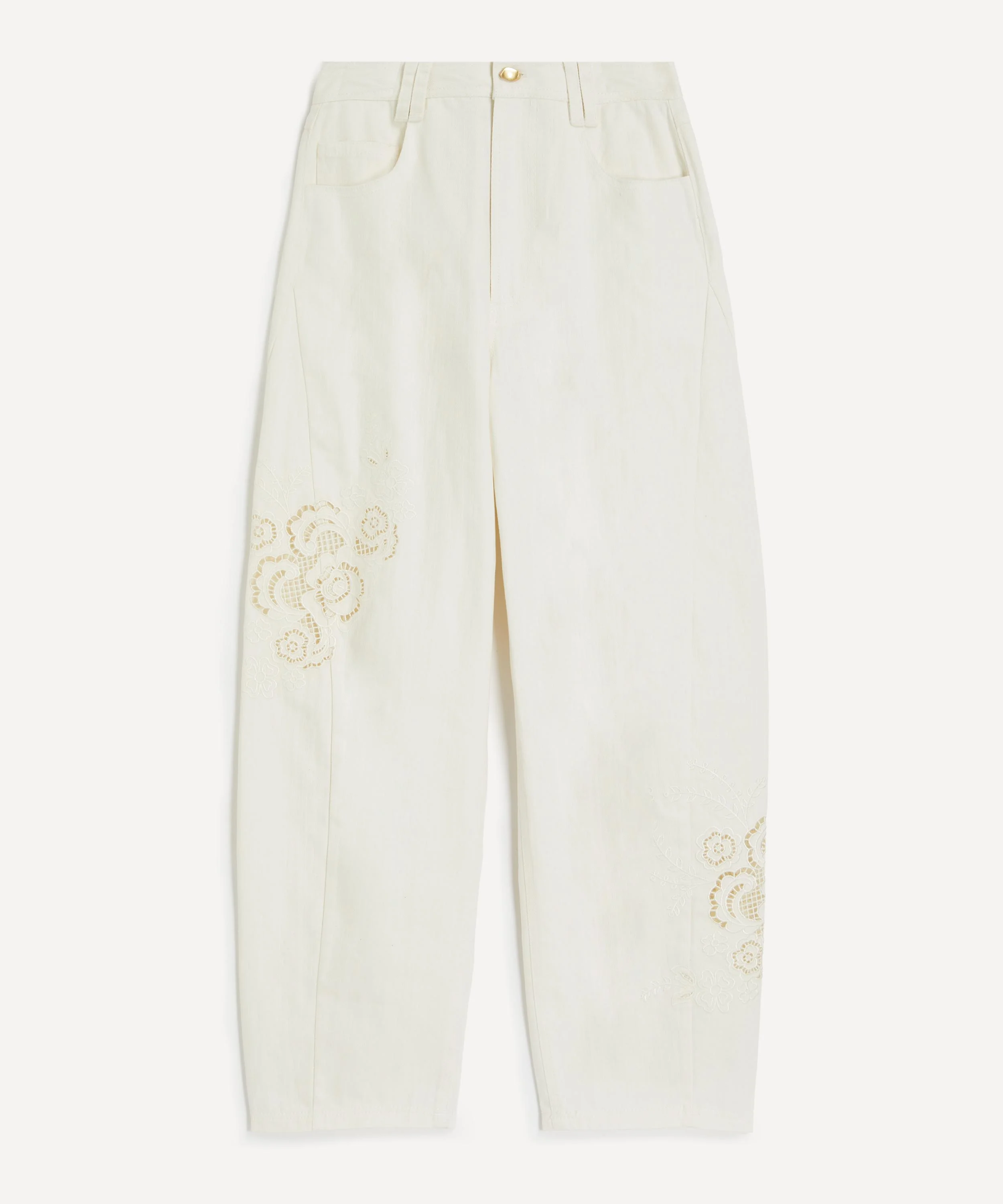 Halo Embroidered Barrel-Leg Denim Trousers - 1