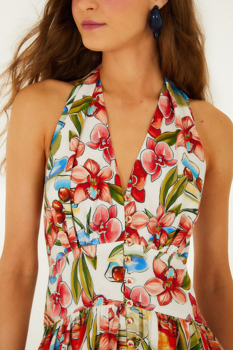 FARM RIO Off-White Cocktail Lenzing Ecovero Euroflax Maxi Dress outlook