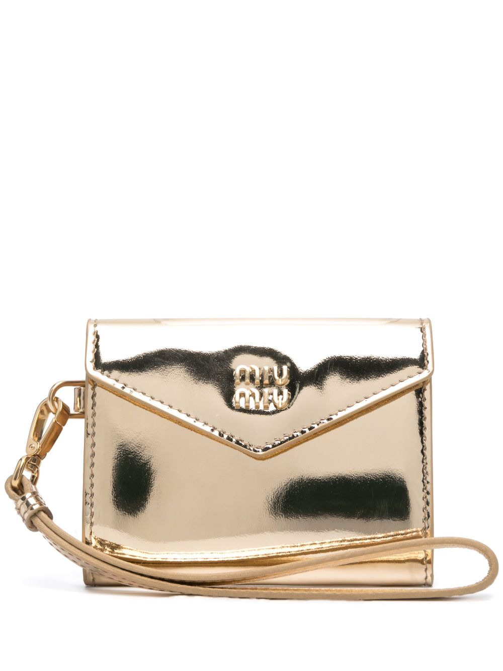 logo-embossed patent leather purse - 1