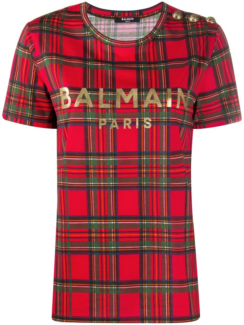 tartan logo-print T-shirt - 1