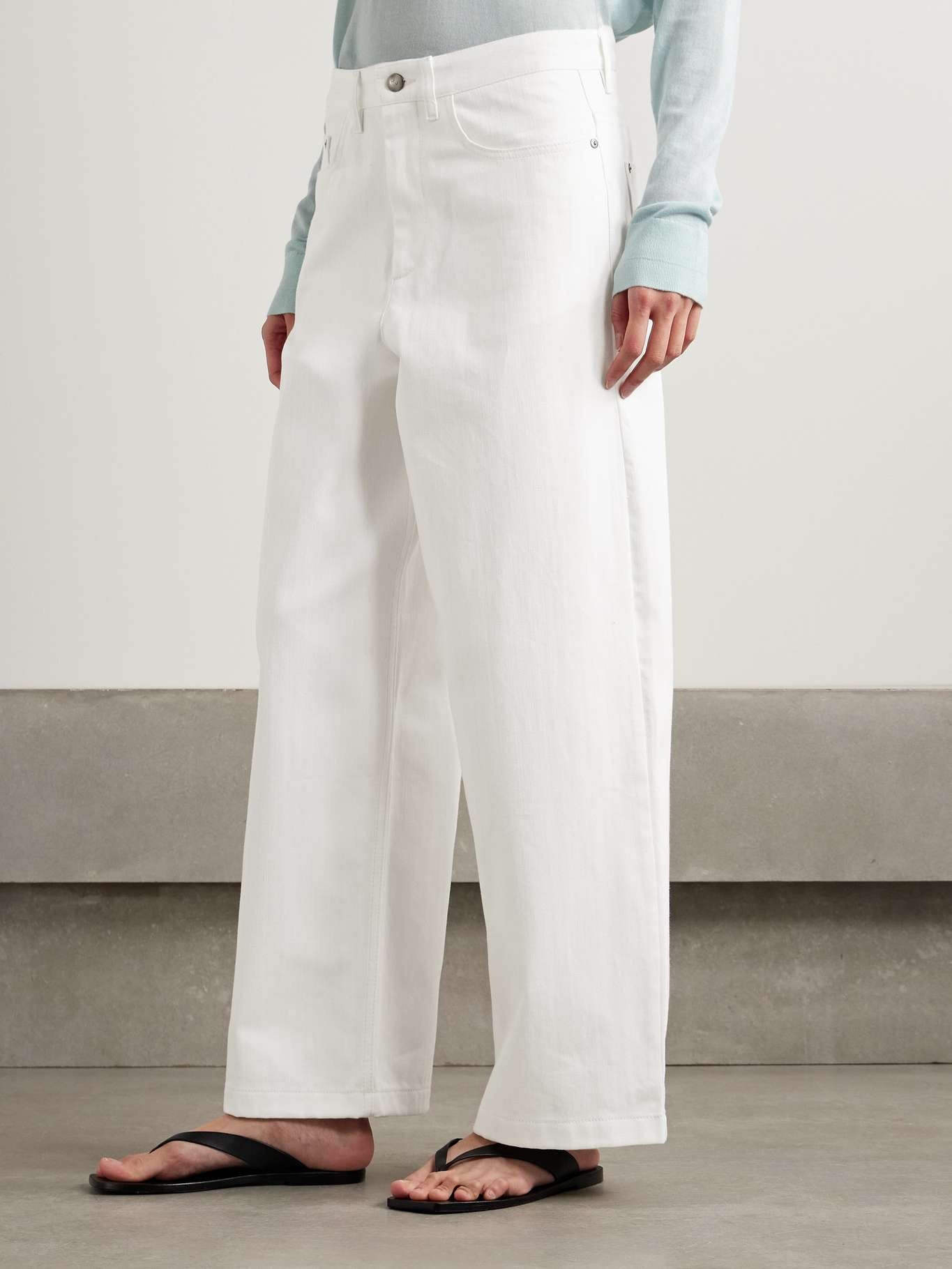 Massive organic cotton-twill wide-leg pants Off-white - 3