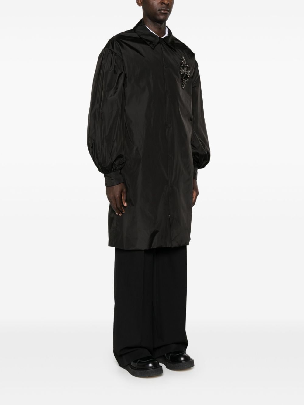 crystal-appliqué midi coat - 3