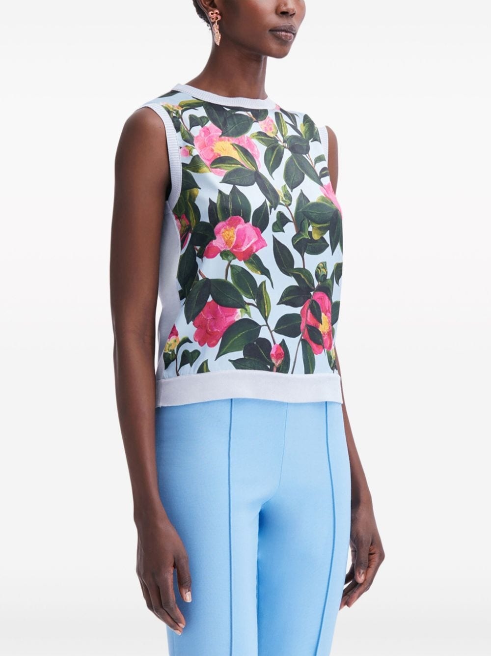 Camellia printed tank top - 4
