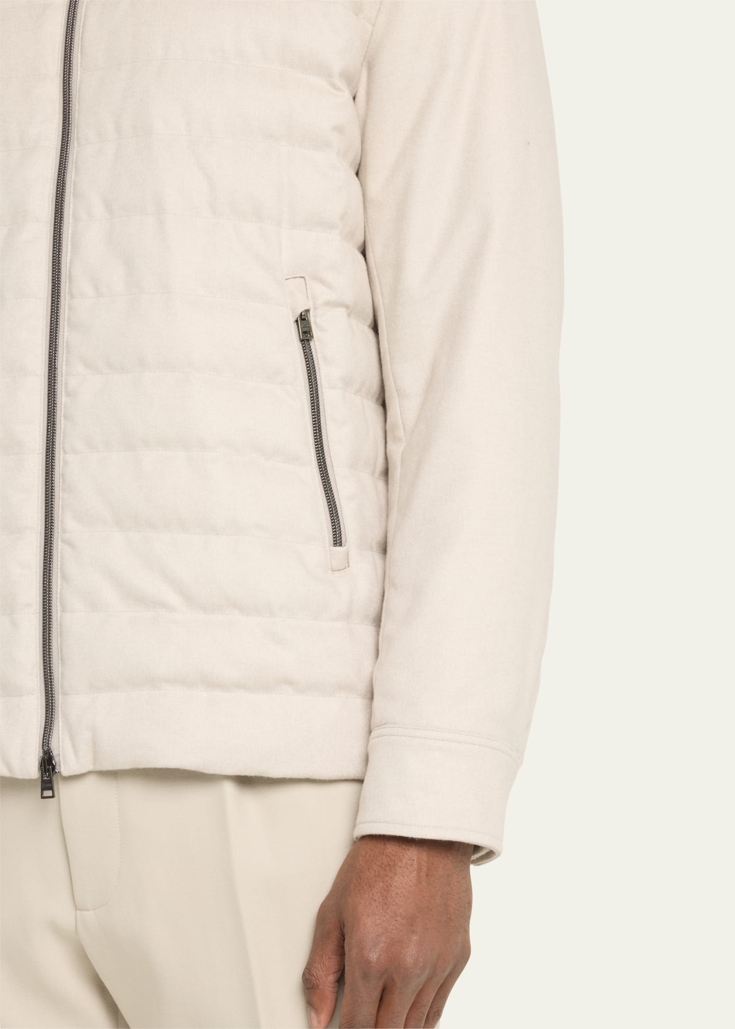 Men's Padded Silk-Cashmere Zip Jacket - 5
