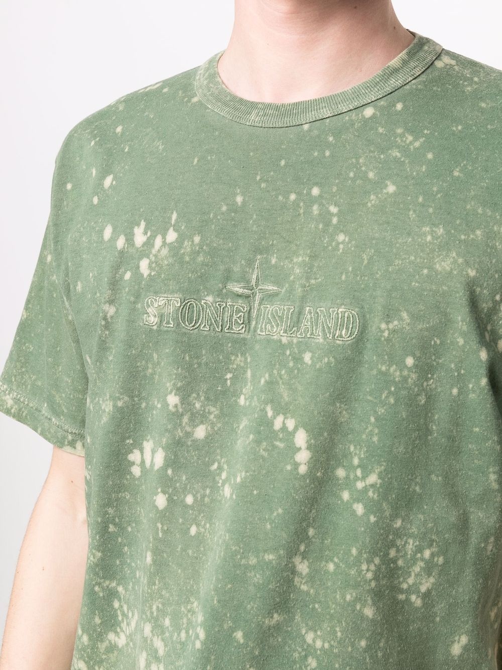 logo-embroidered bleached T-shirt - 5