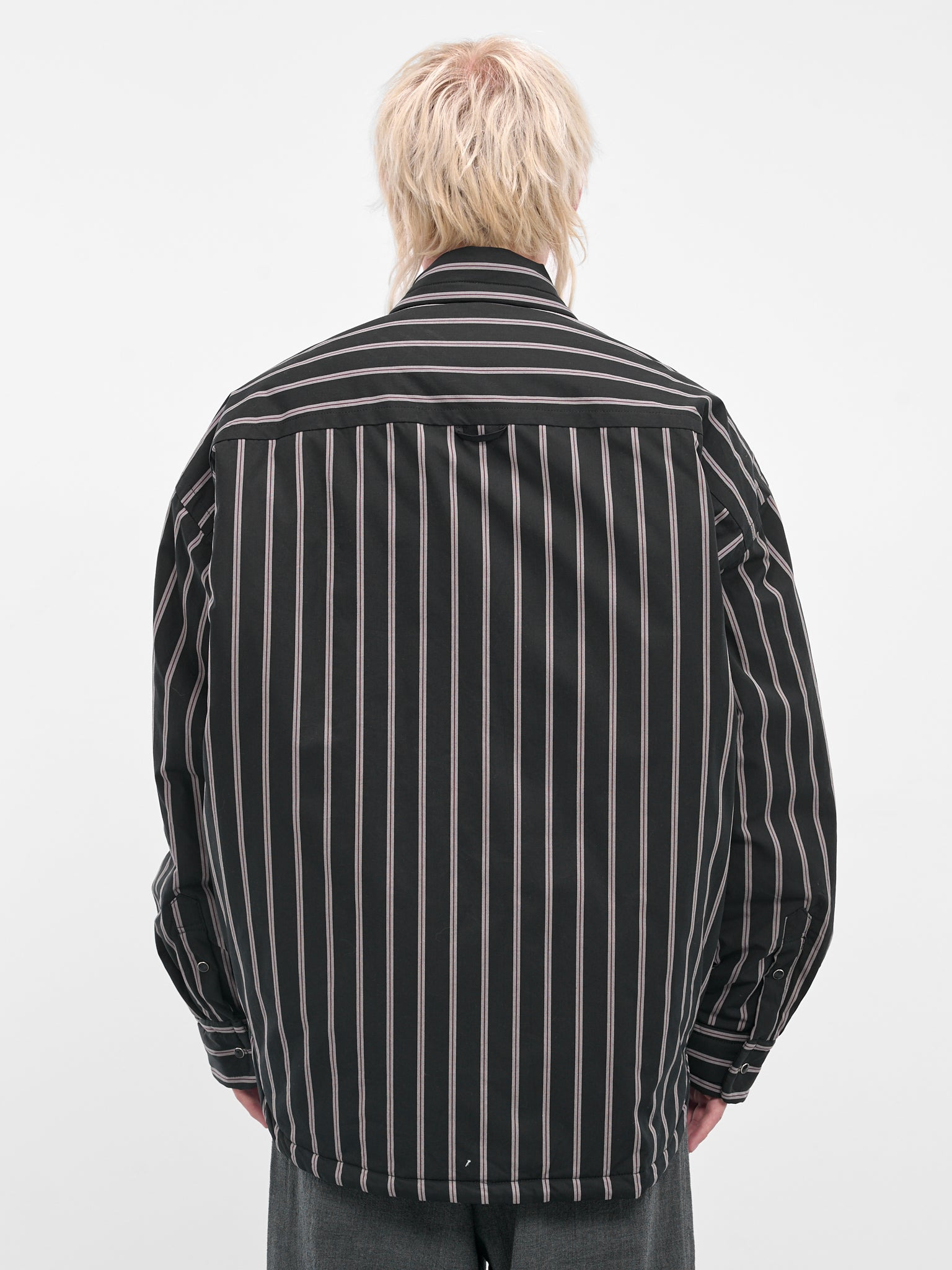 Black Striped Padded Overshirt - 3