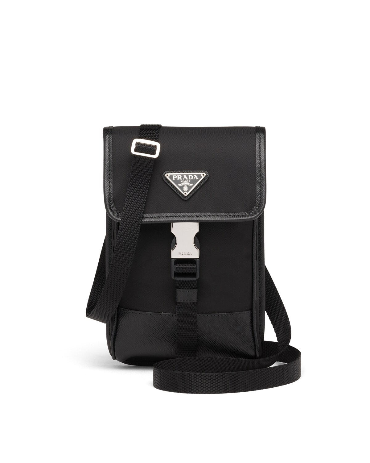 Black Triangle-plaque recycled-fibre belt bag, Prada