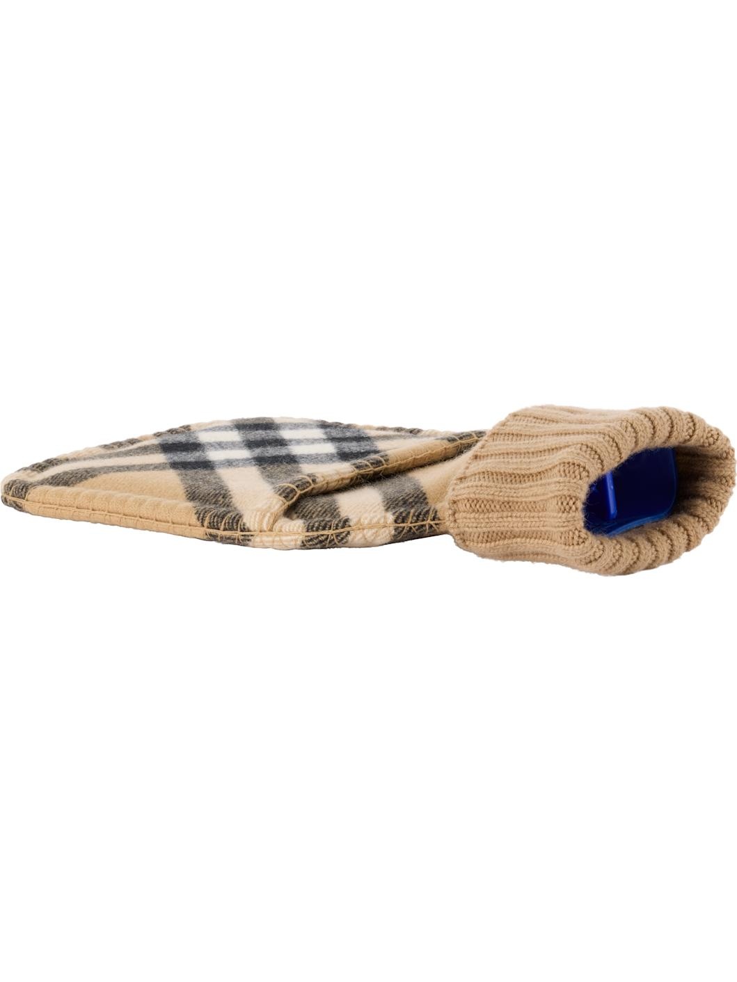 Beige Giant Check Hot Water Bottle Cover - 3