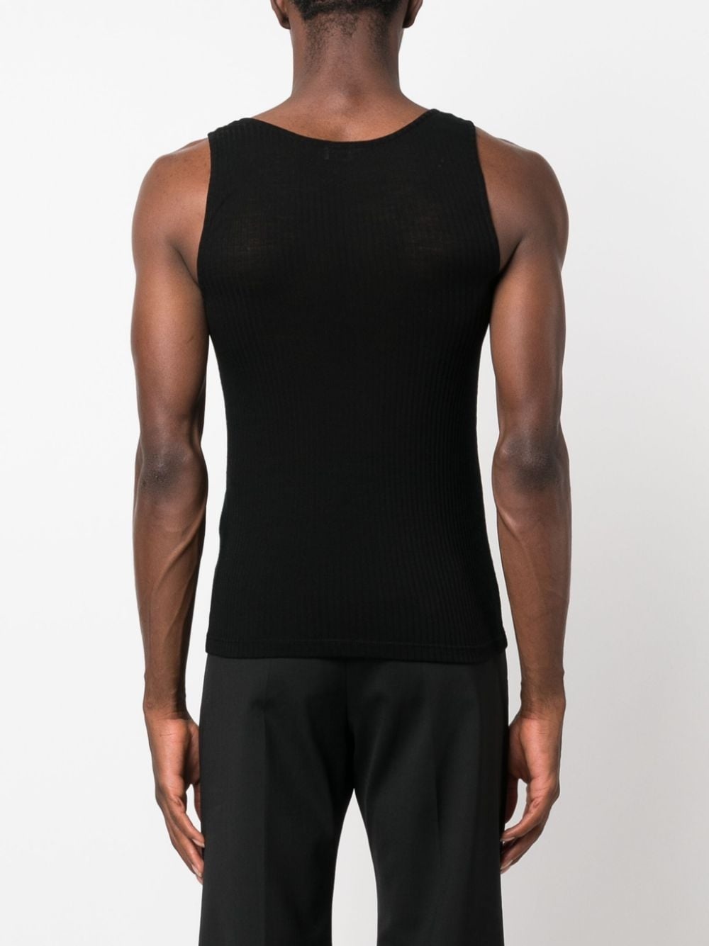 logo-embroidered ribbed tank top - 4
