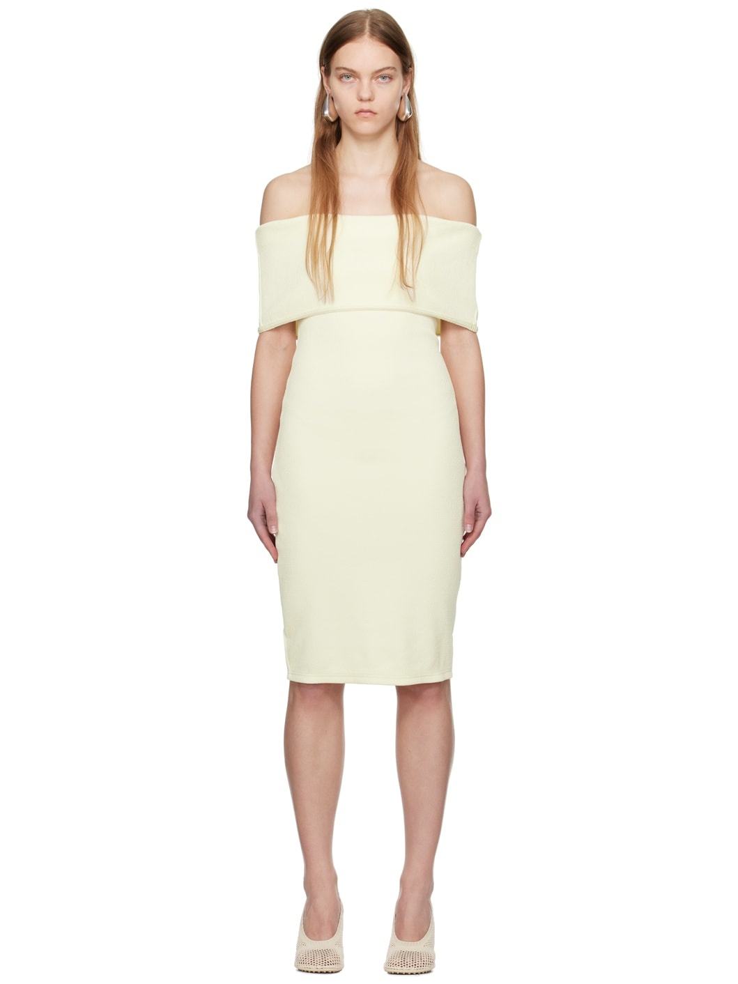 Off-White Textured Midi Dress - 1