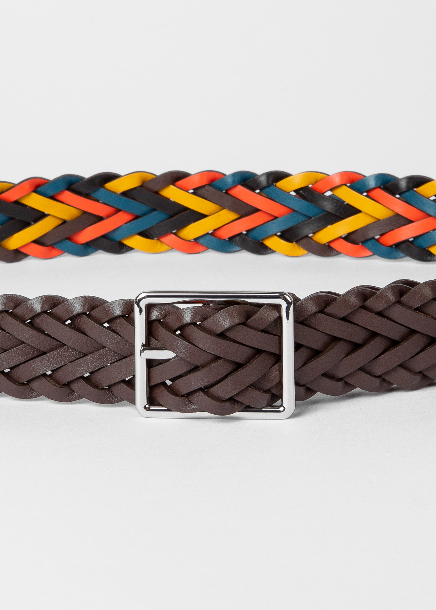 Artist Stripe Reversible Plaited Leather Belt - 5