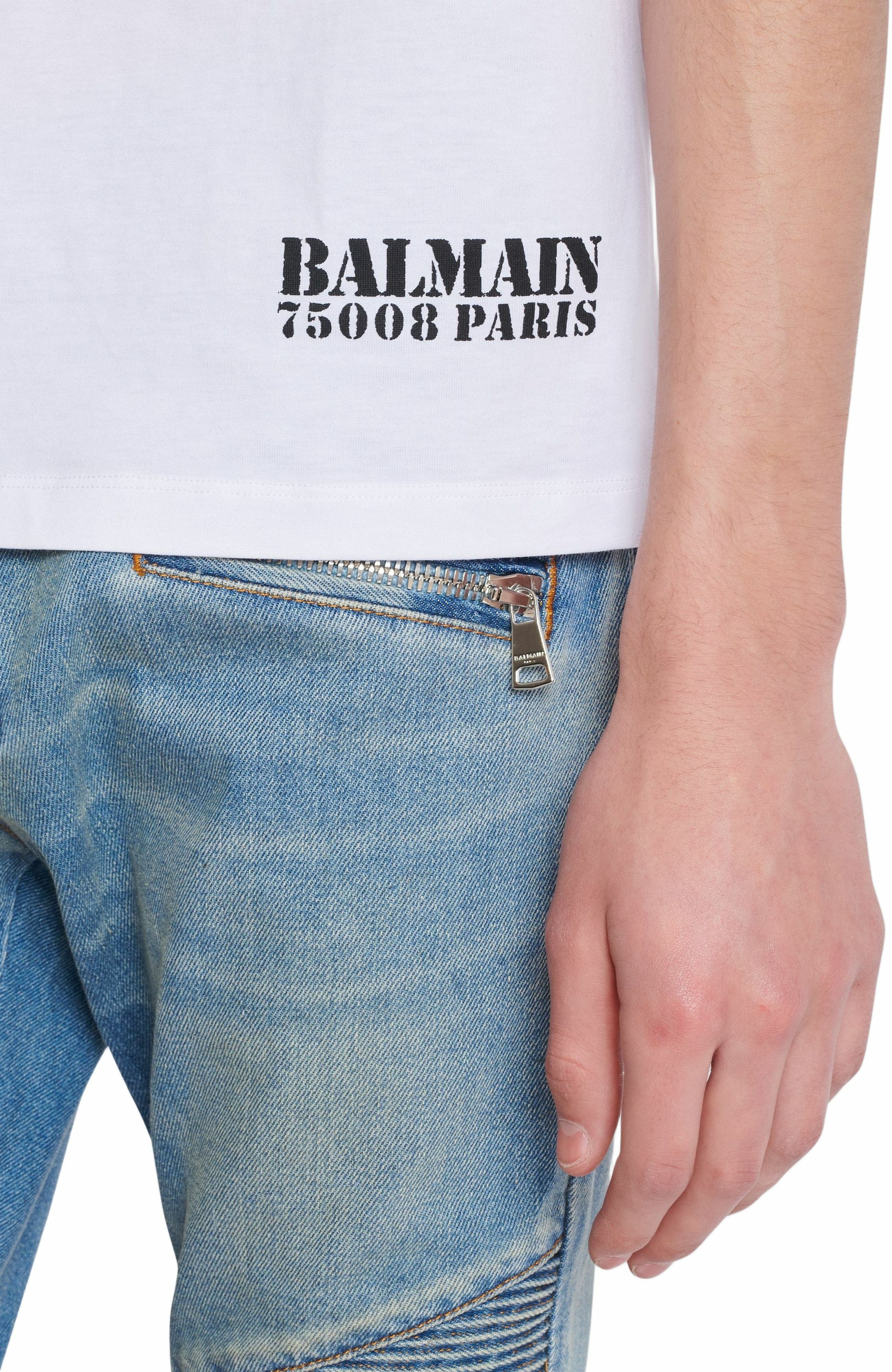 Small Balmain Stamp printed T-shirt in White at Nordstrom - 7
