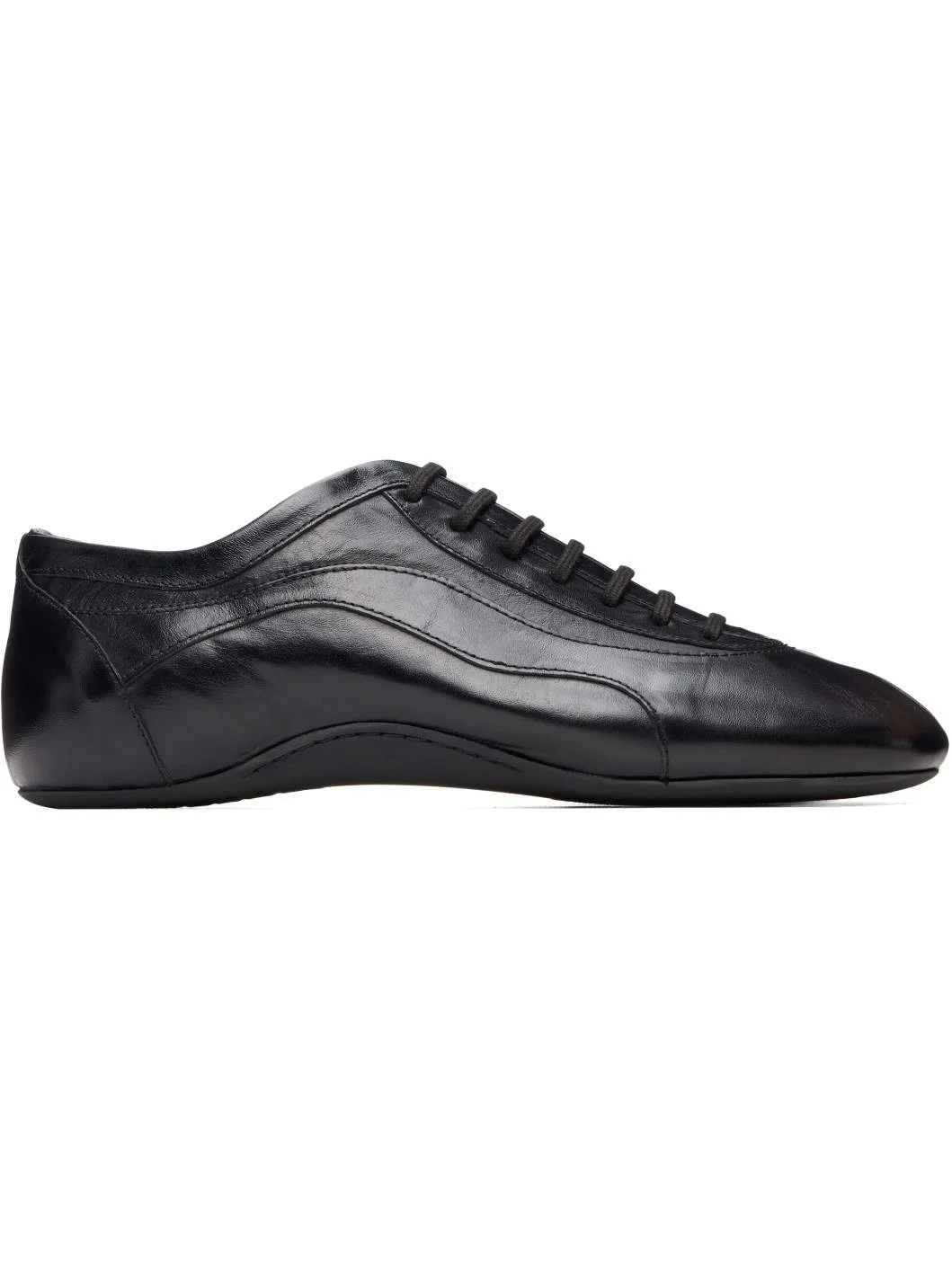 Black Leather Ballerina Sneakers - 1