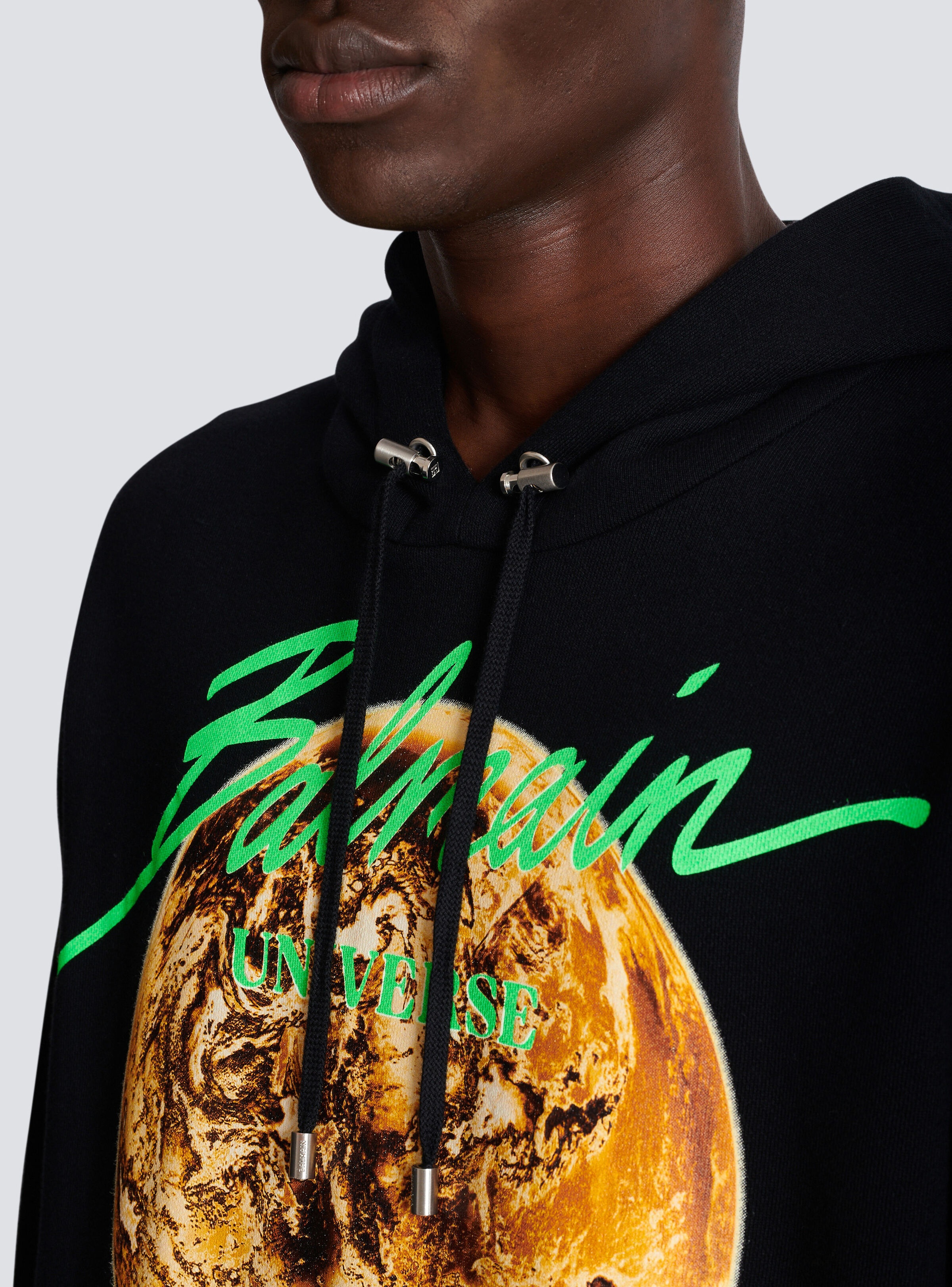 Printed Balmain Universe logo and planet hoodie - 8