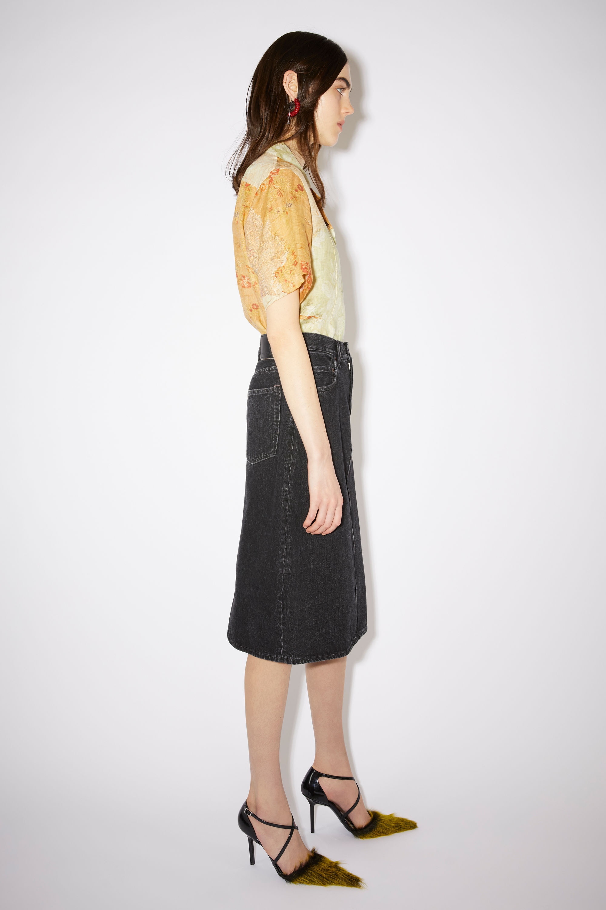 Denim midi skirt - Vintage black - 4