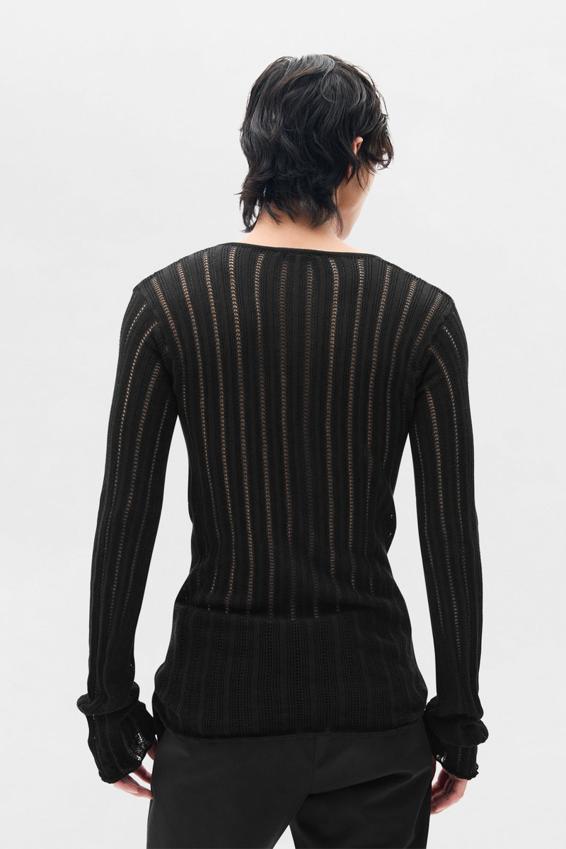 Kell Open Rib Laced Up Serafino Knit Top 3